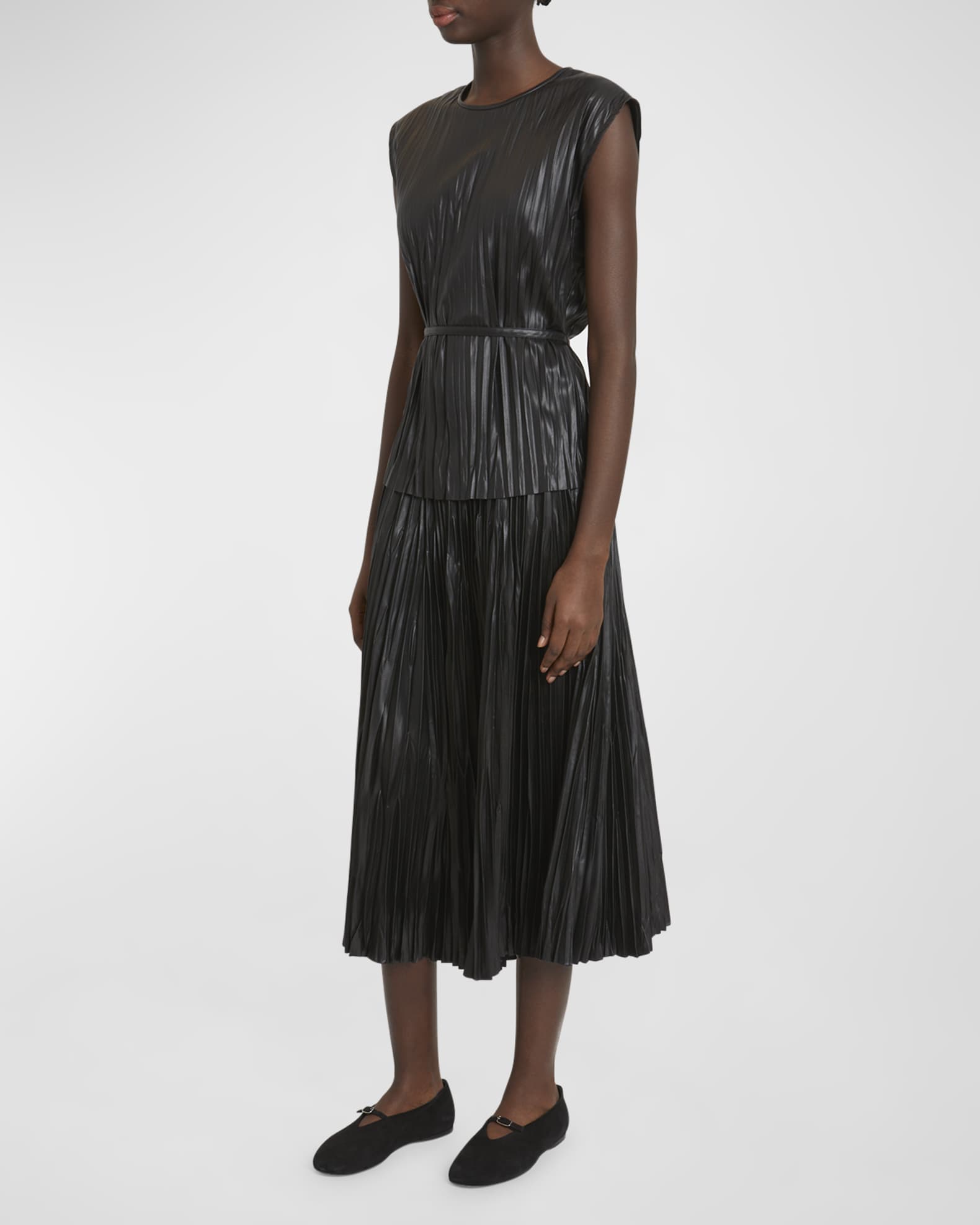 Lyra Pleated Faux-Leather Top 1