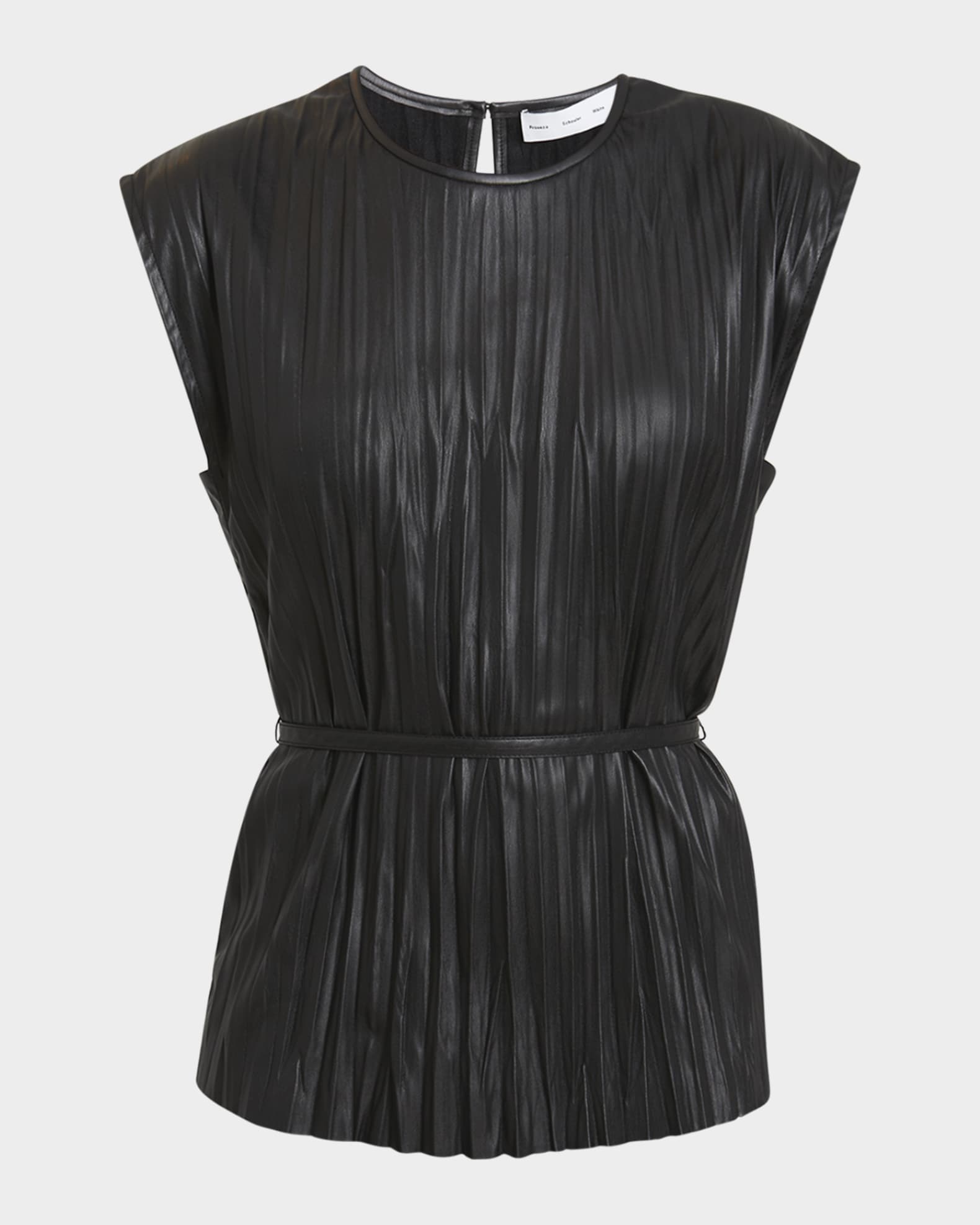 Lyra Pleated Faux-Leather Top 0