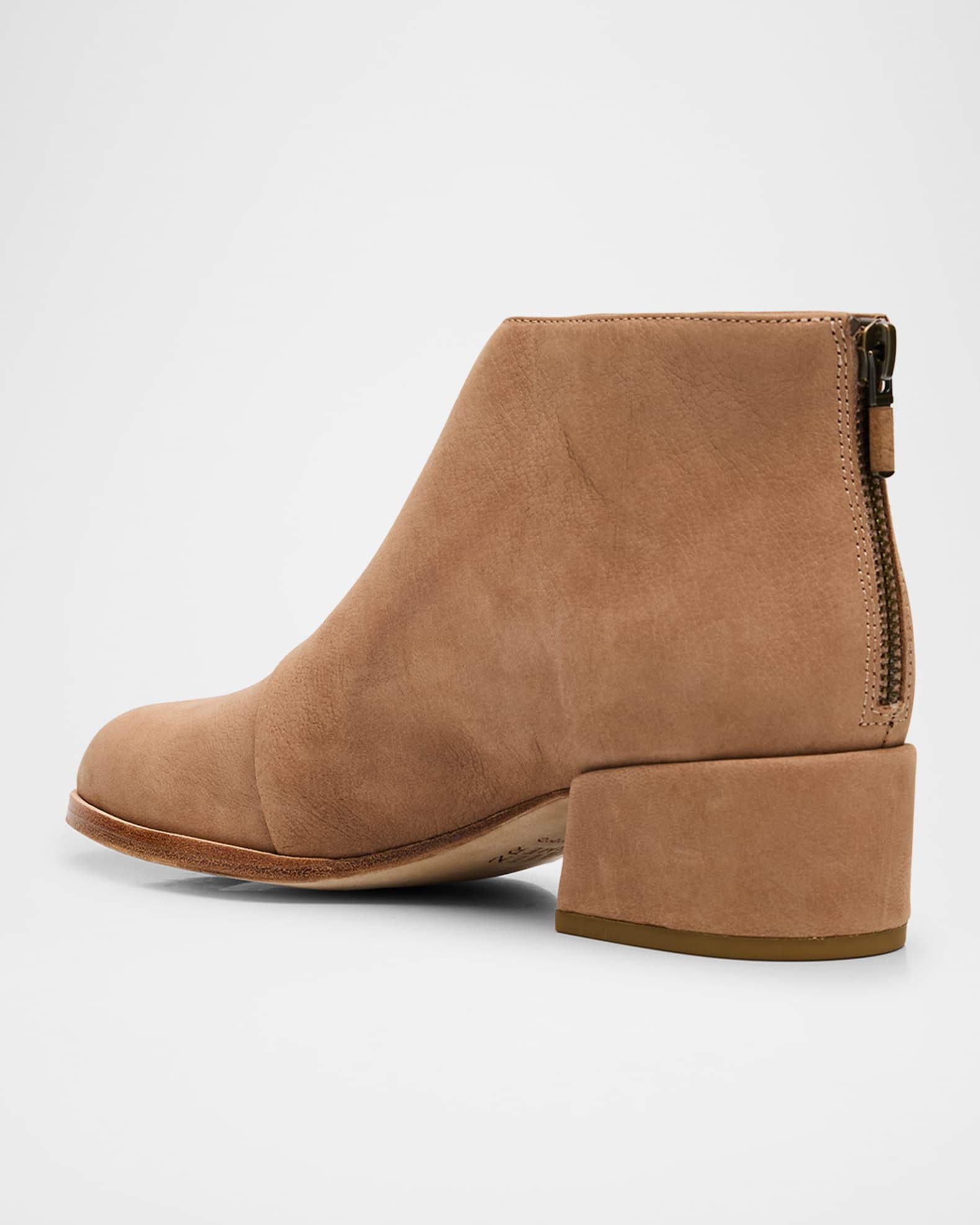 Leather Zip Block-Heel Booties 1