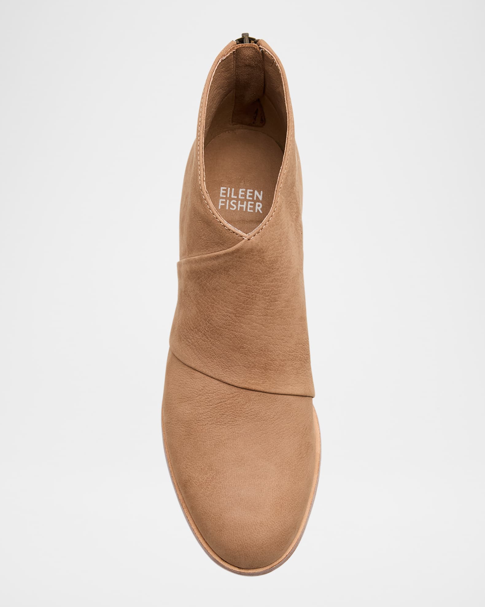 Eileen Fisher Leather Zip Block-Heel Booties | Neiman Marcus
