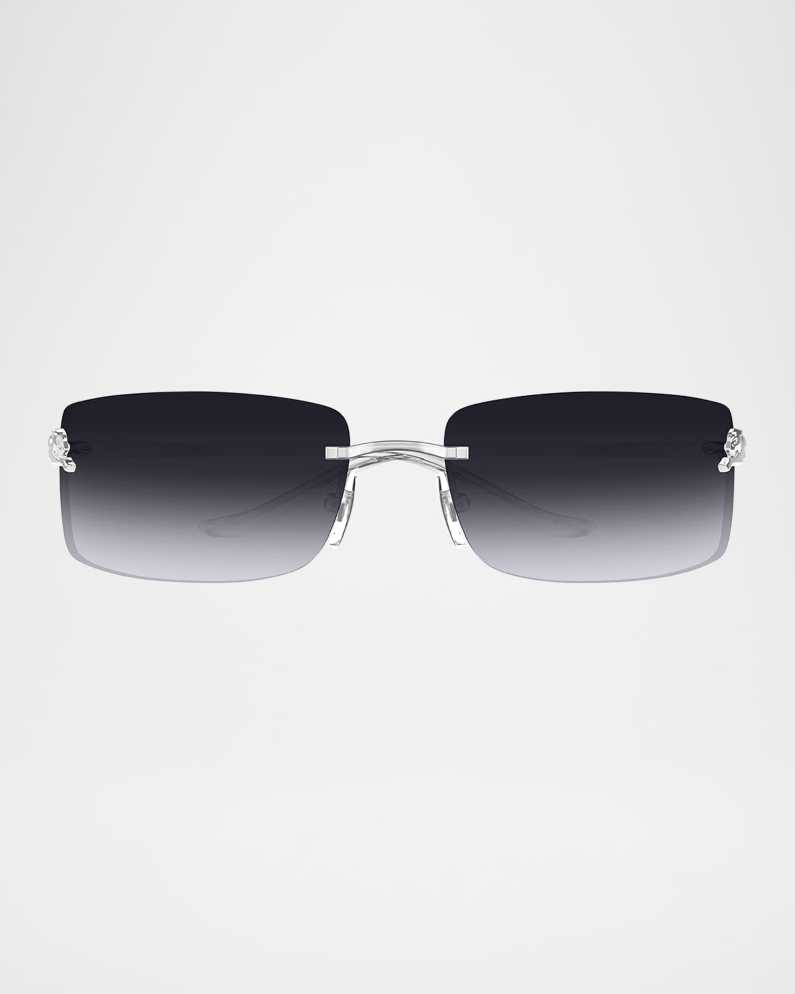 panther rimless rectangle metal sunglasses 1
