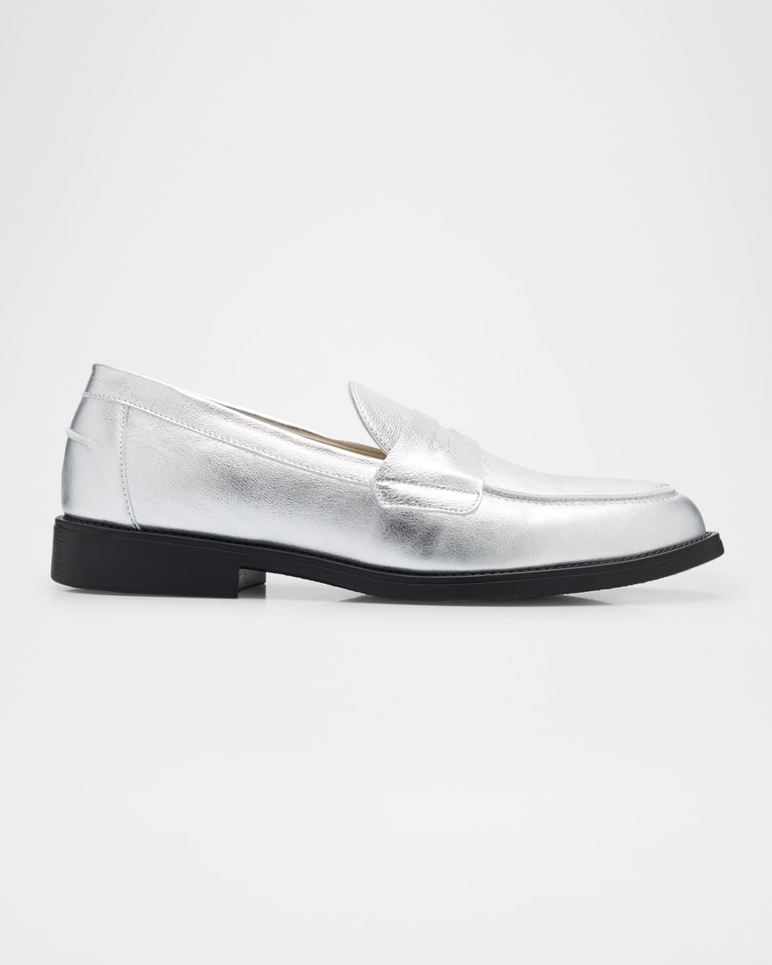 DUKE + DEXTER Men's Wilde Metallic Leather Penny Loafers