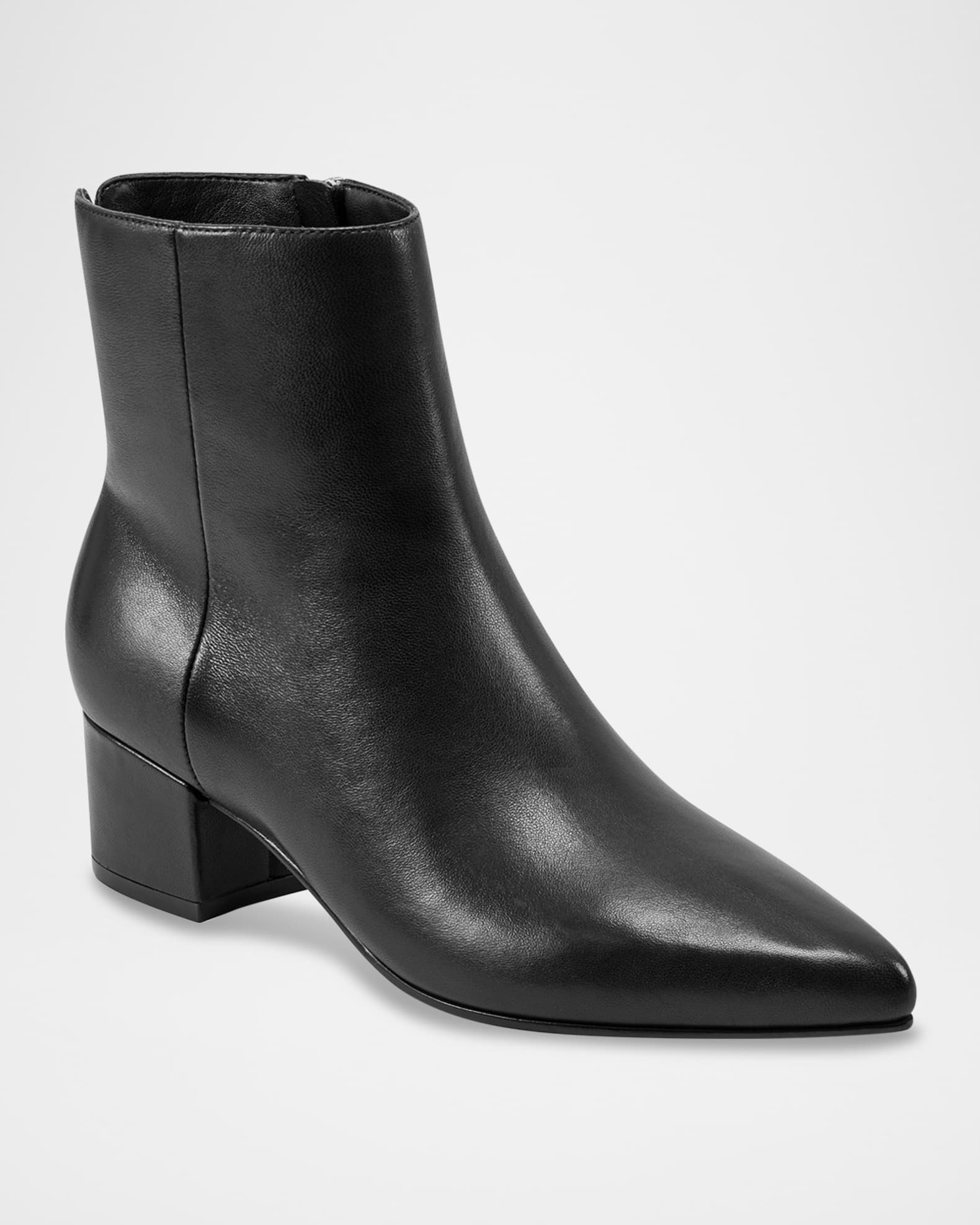 Leonna Leather Block-Heel Ankle Booties