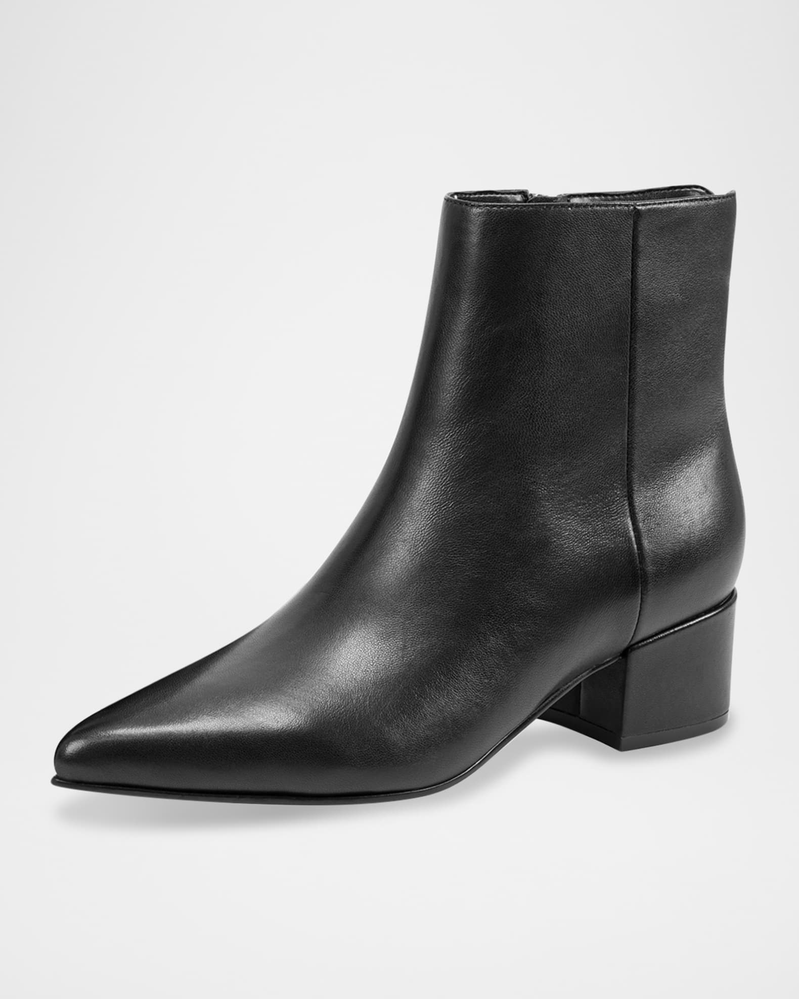 Leonna Leather Block-Heel Ankle Booties