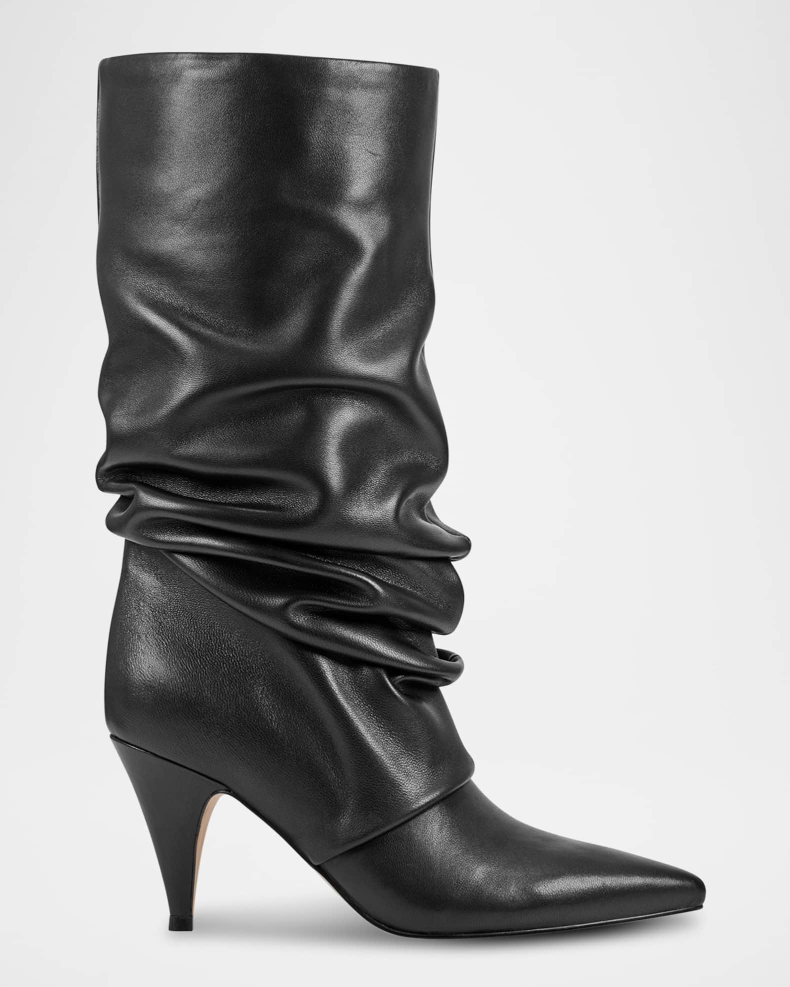 Retro Slouchy Leather Mid Boots