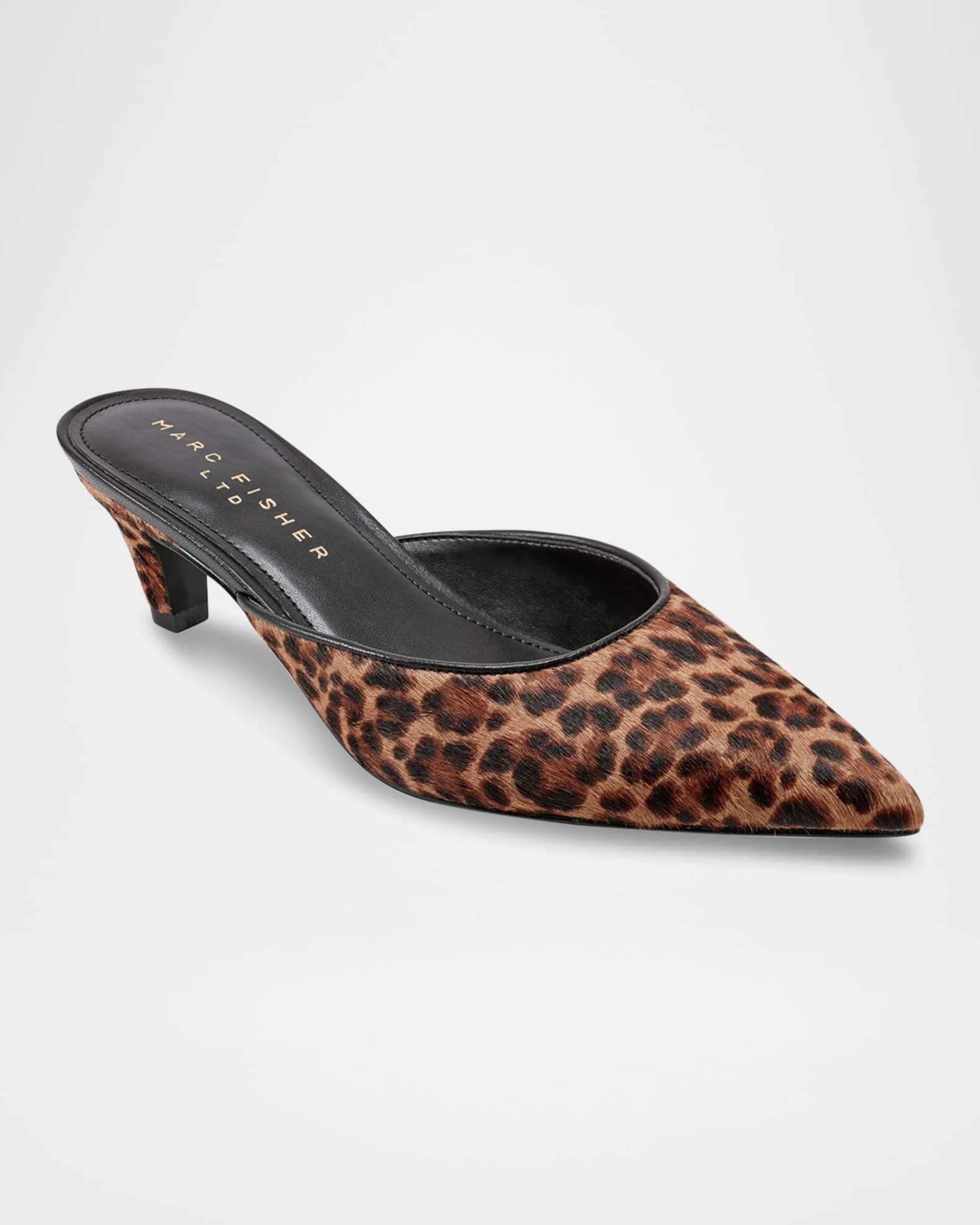 Leopard Kitten Heel Mule Pumps