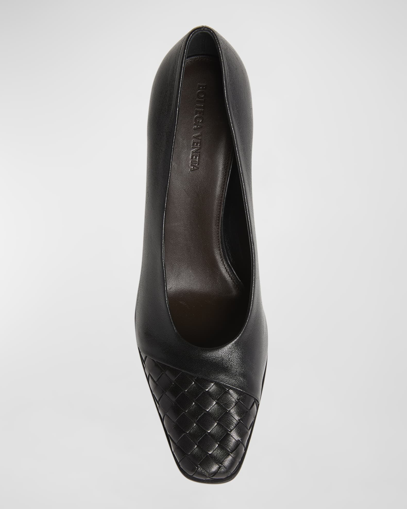 Bottega Veneta Mixed Leather Block-Heel Pumps | Neiman Marcus