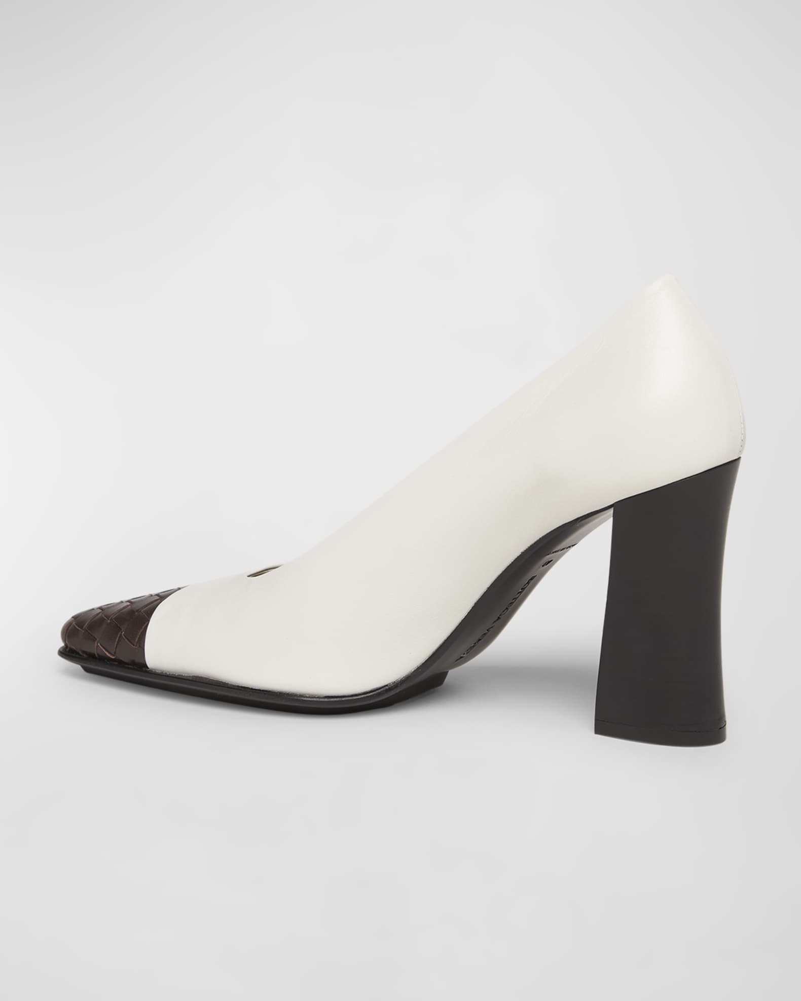 Bottega Veneta Mixed Leather Block-Heel Pumps | Neiman Marcus