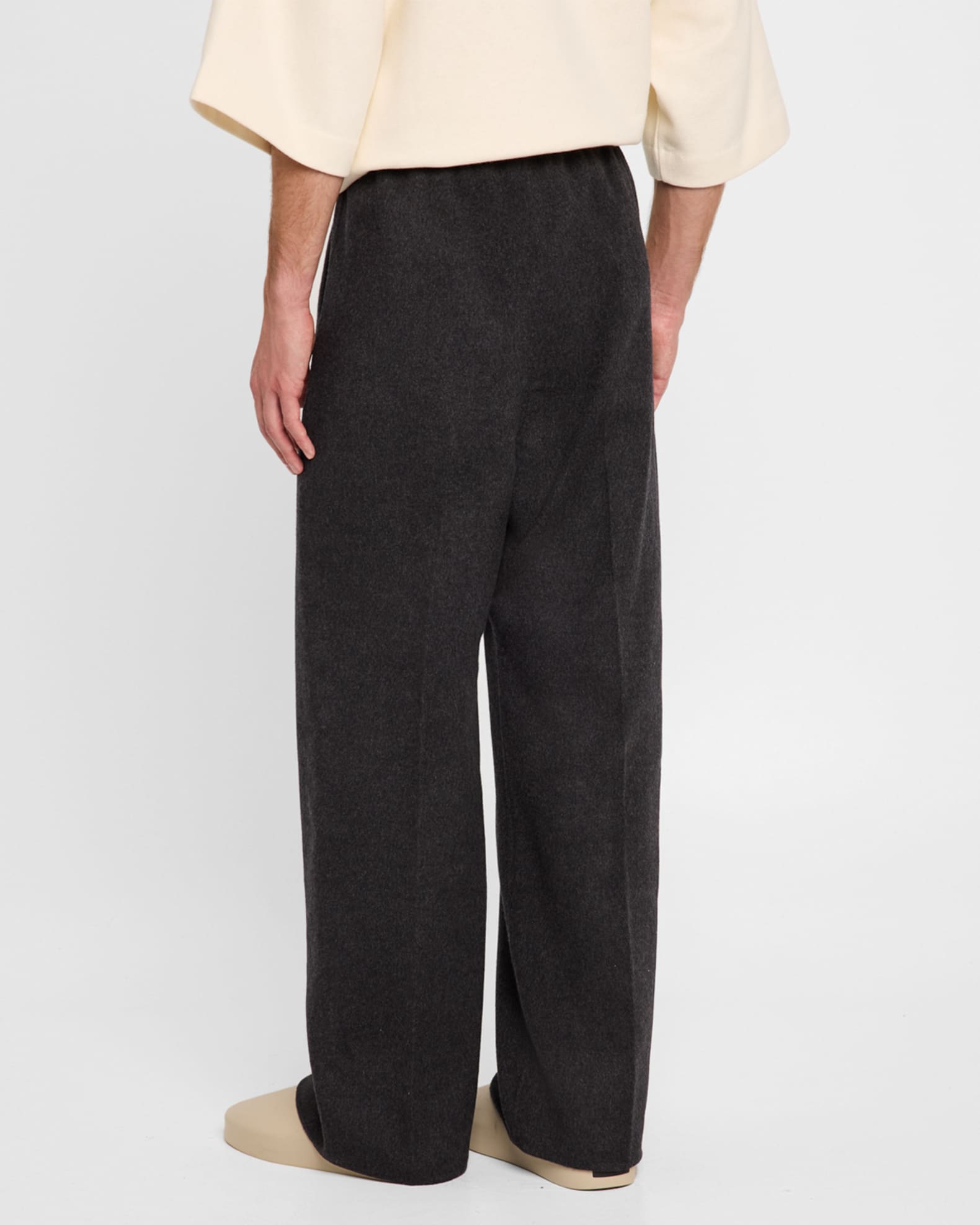 Men s Pleated Wide Leg Wool Pants
