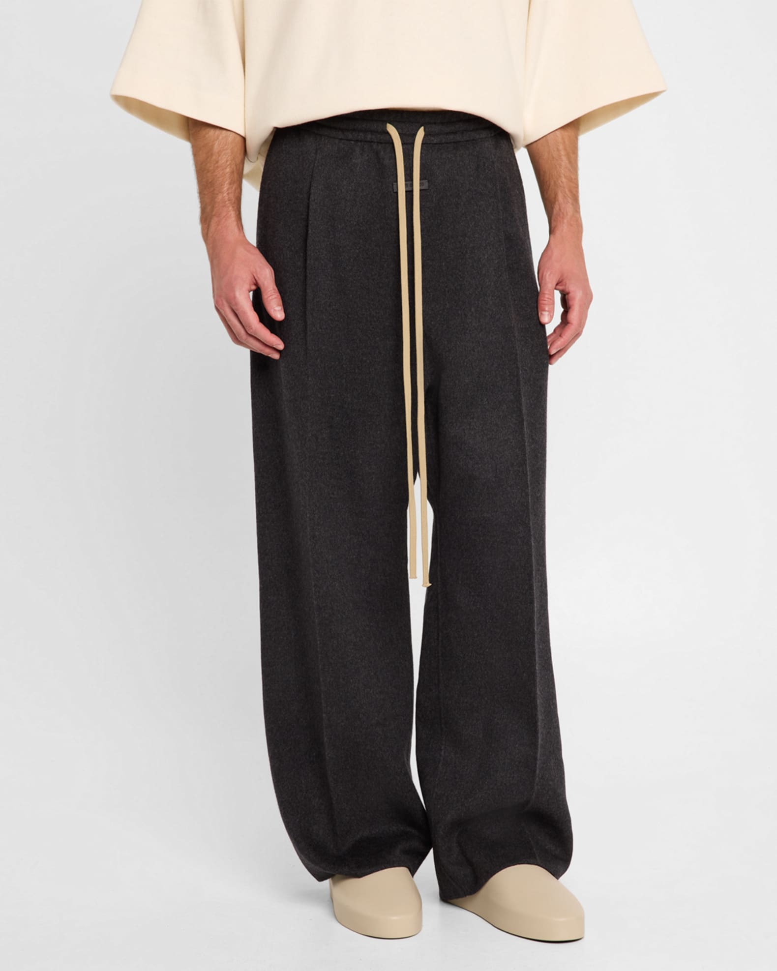 Men s Pleated Wide Leg Wool Pants