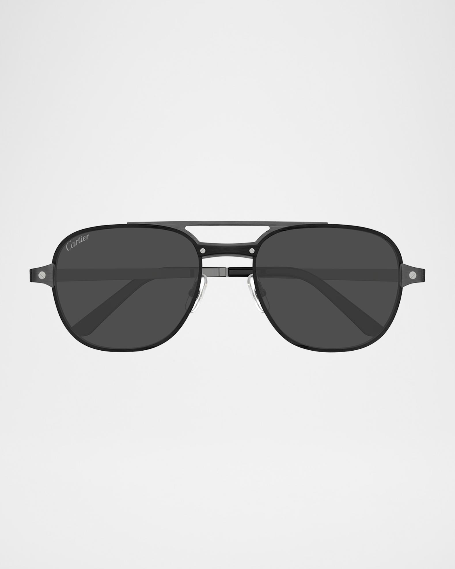 Cartier Black Aviator Sunglasses with Metallic Detailing Cartier CT0477S 001 Sunglasses Black Platinum - eye-oo.com main image 4