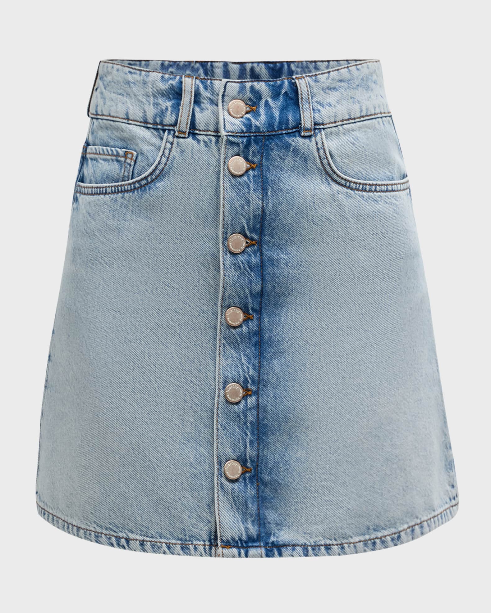 Ms. Louisiana Mid Thigh Button Front Denim Skirt