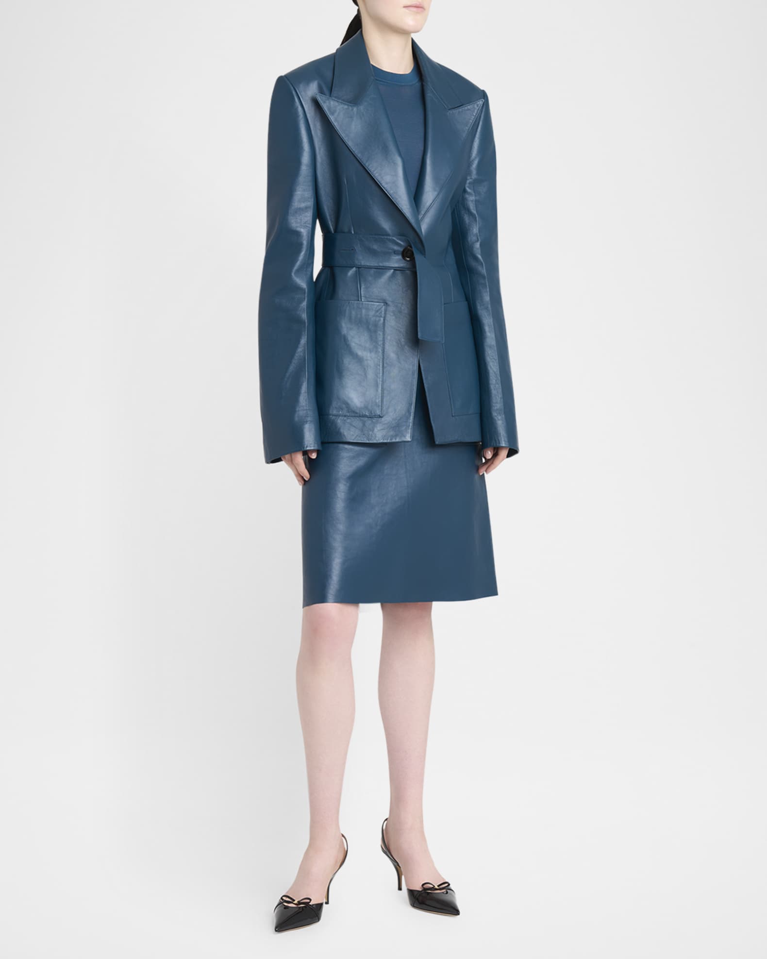 Moon Belted Single-Breasted Leather Jacket 1