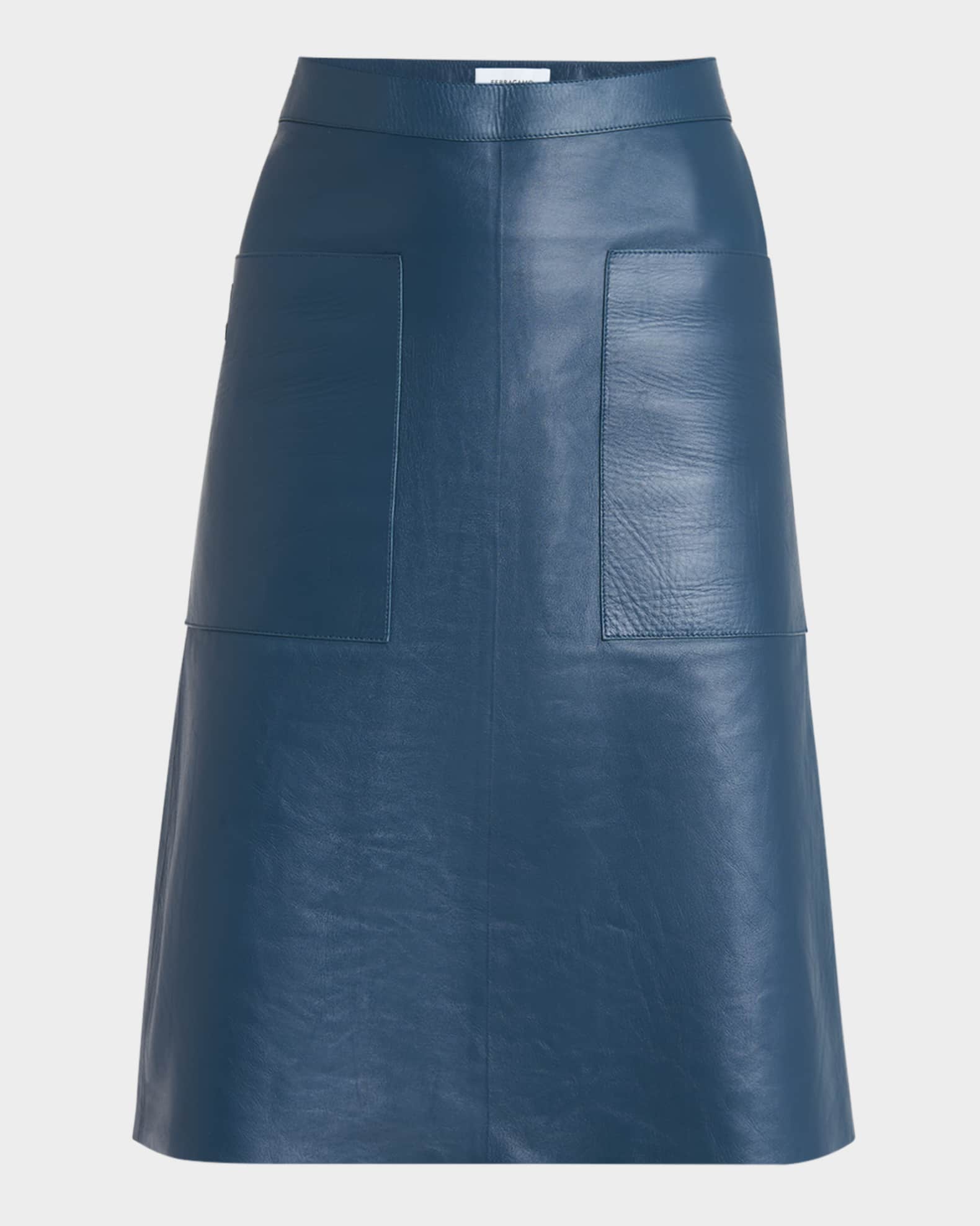 Ferragamo Moon Chrome Free Leather Skirt | Neiman Marcus