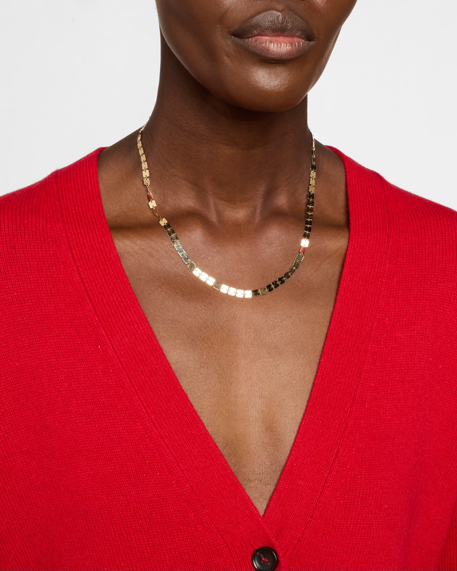 14K Yellow Gold Laser Square Chain Necklace, 18"L 1
