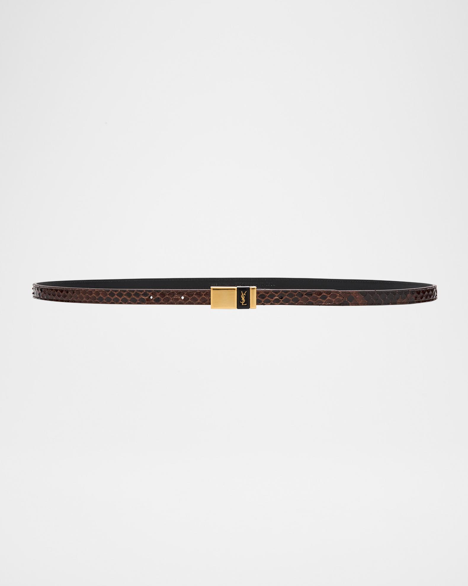 YSL snake skin black belt | S Saint Laurent Snakeskin Skinny Belt W/ Logo Hardware  main image 3