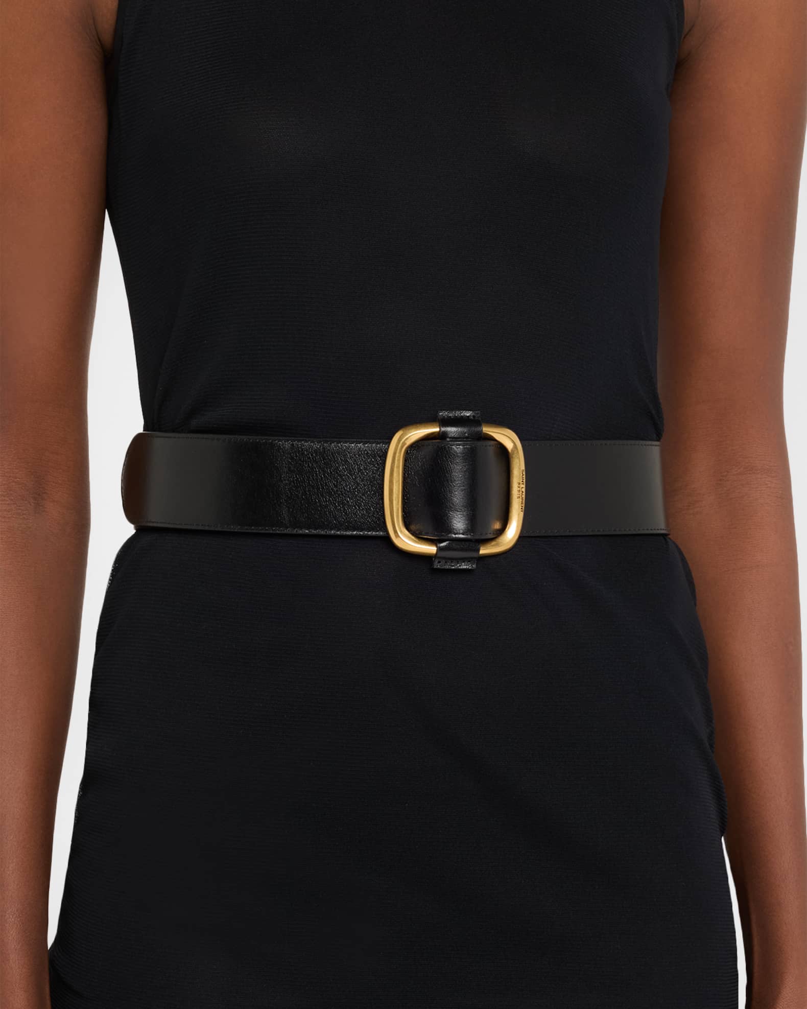 【U LAN】Signature Oval Real Leather Belt Saint Laurent Smooth Leather Belt With Oval Buckle | Neiman