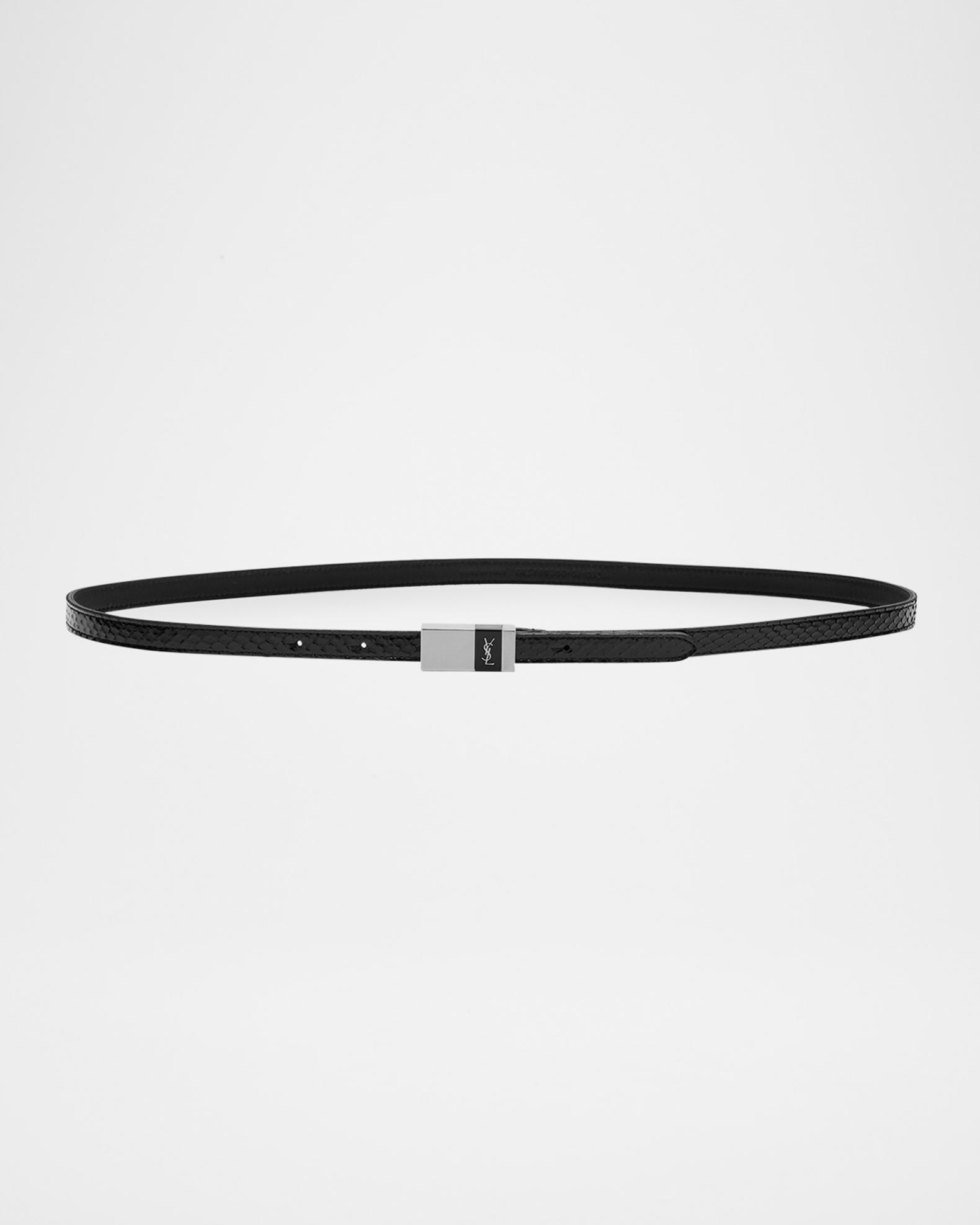 Saint Laurent Snakeskin Skinny Belt W/ Logo Hardware 