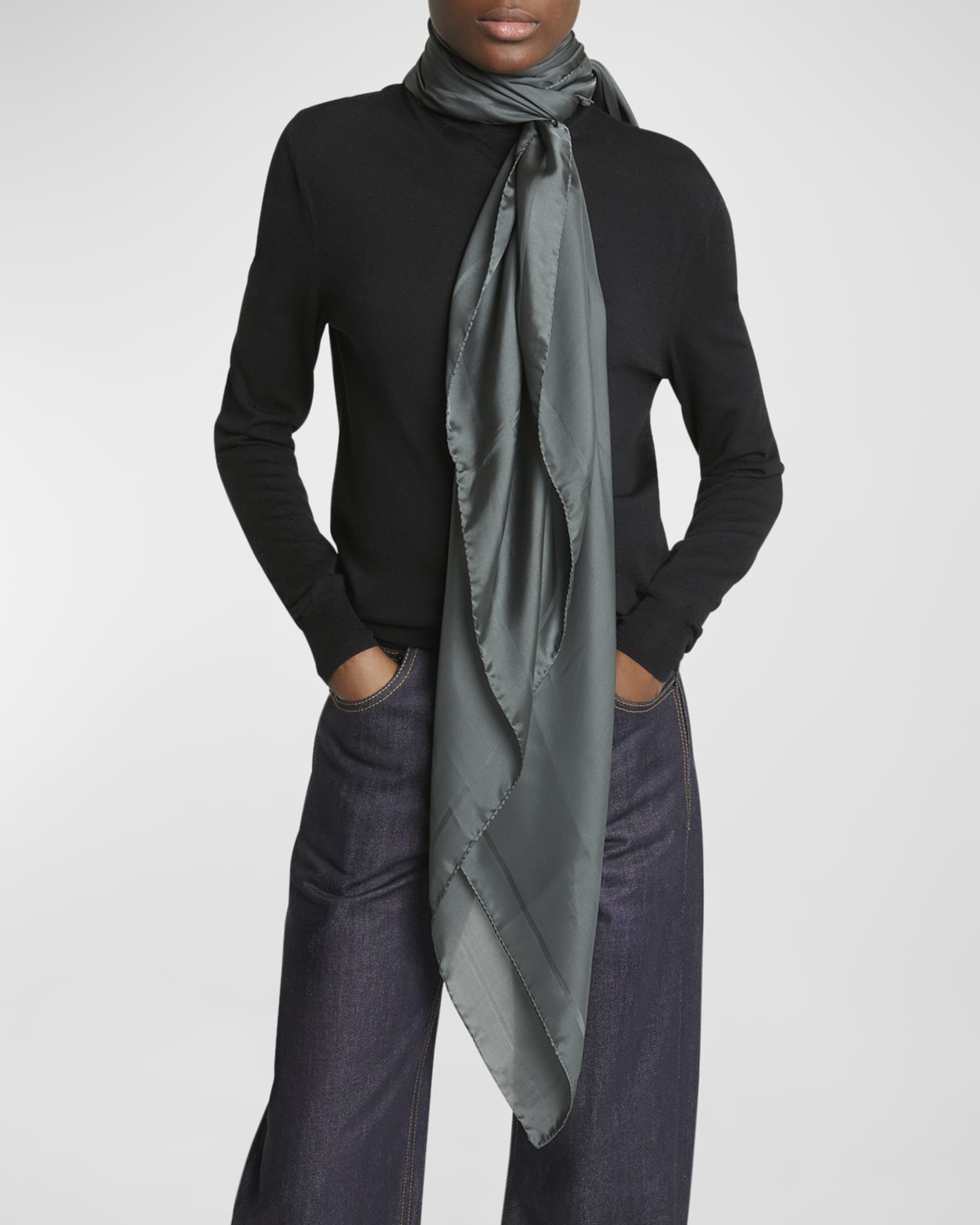 Saint Laurent YSL Jacquard Silk Scarf Neiman Marcus