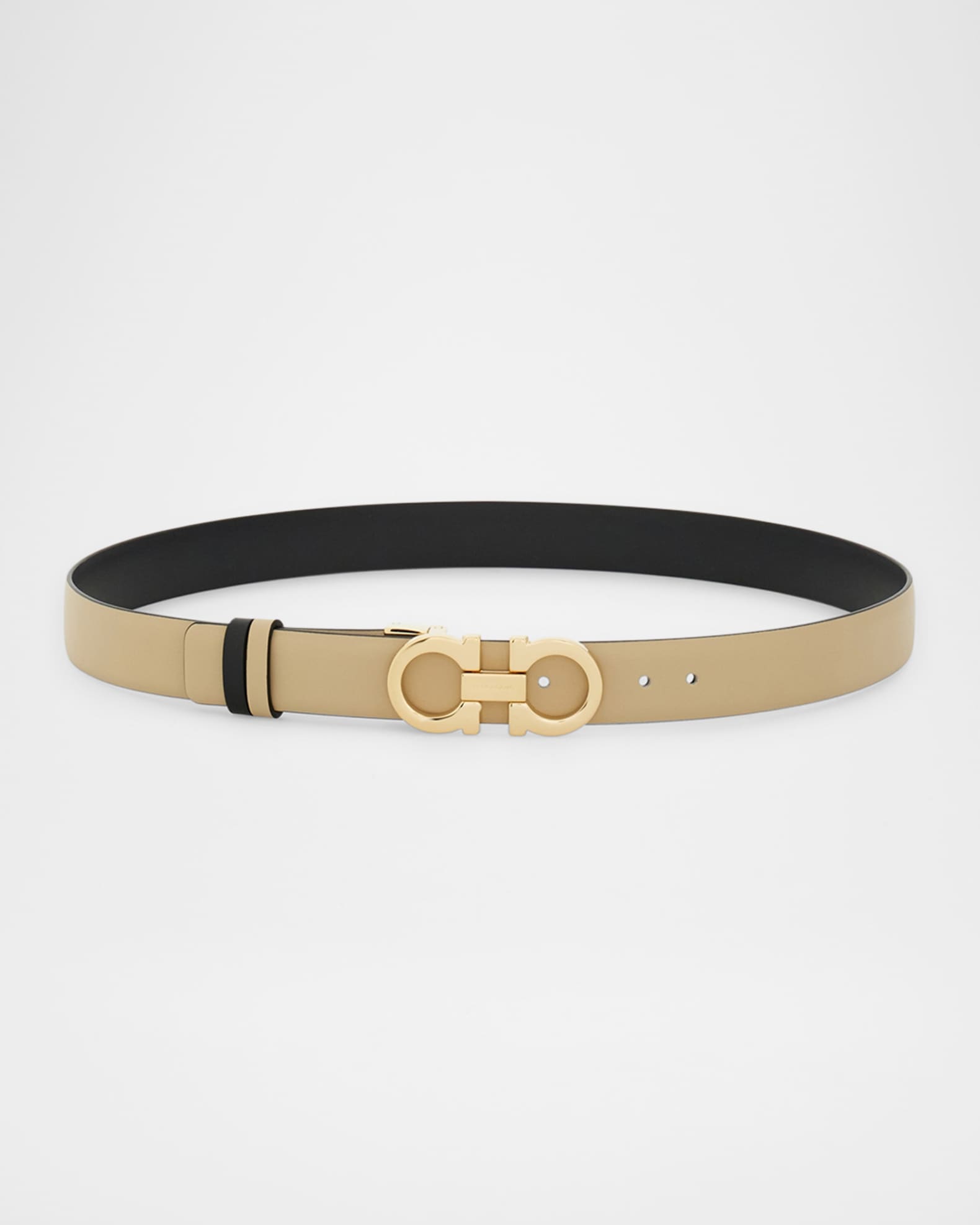 Mediterranean Gancini Leather Skinny Belt 0