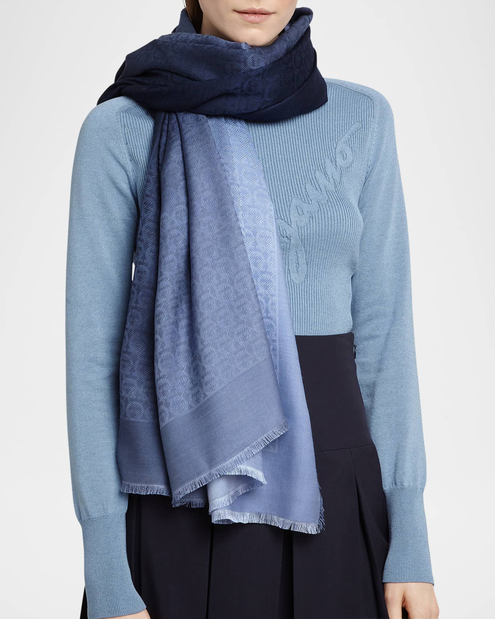 Gancini Degrade Silk Square Scarf 1