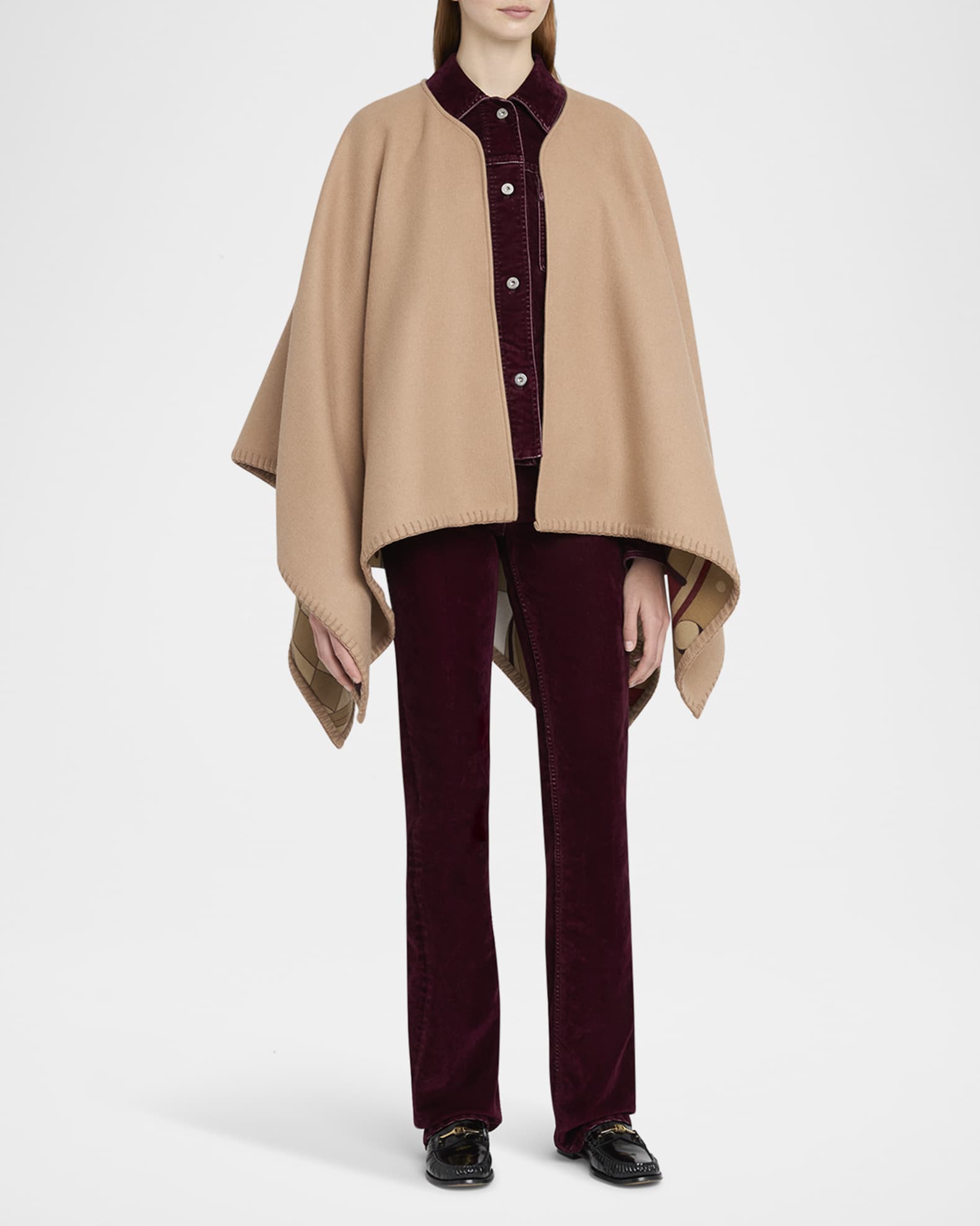Reversible Geometric Wool & Silk Cape  1