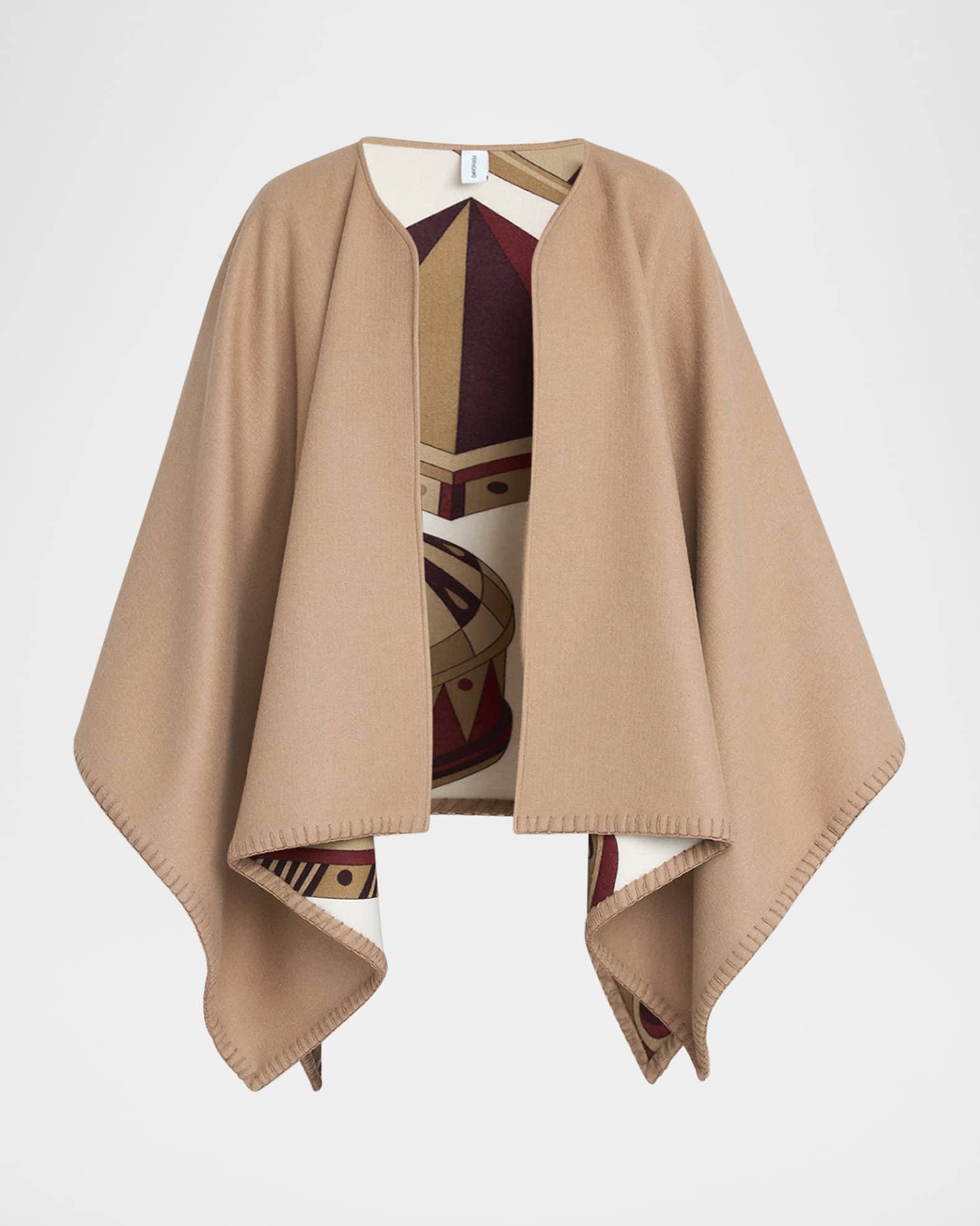 Reversible Geometric Wool & Silk Cape  0