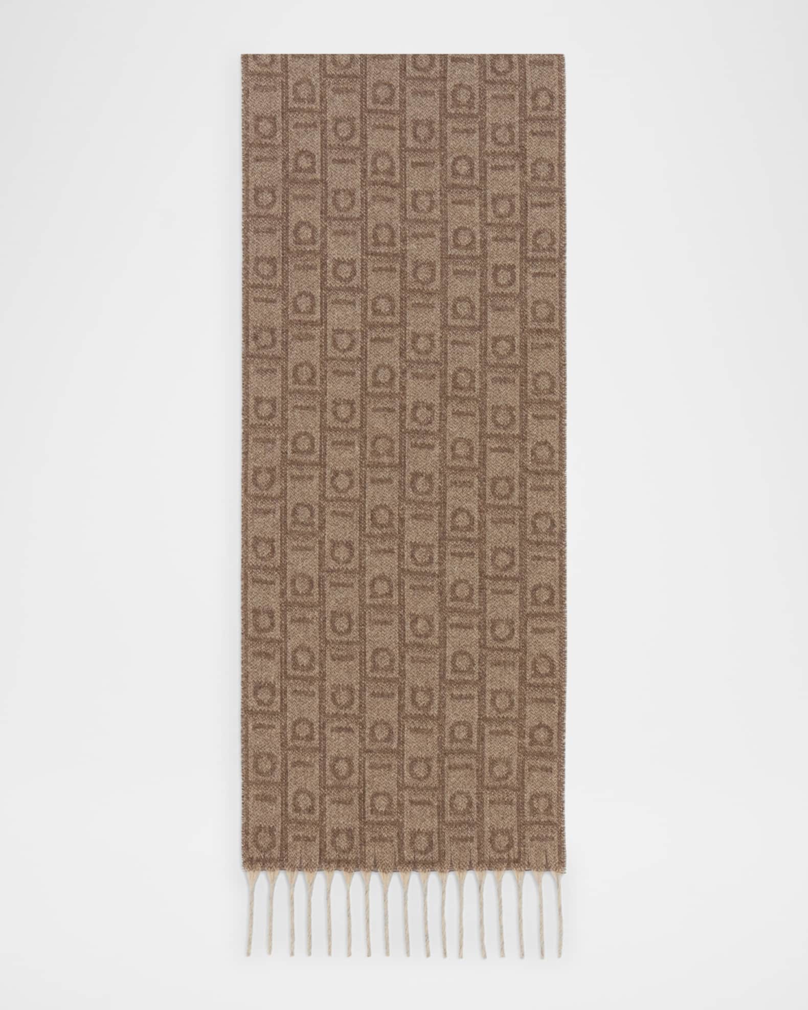 Cashmere and Wool Monogram Scarf 0