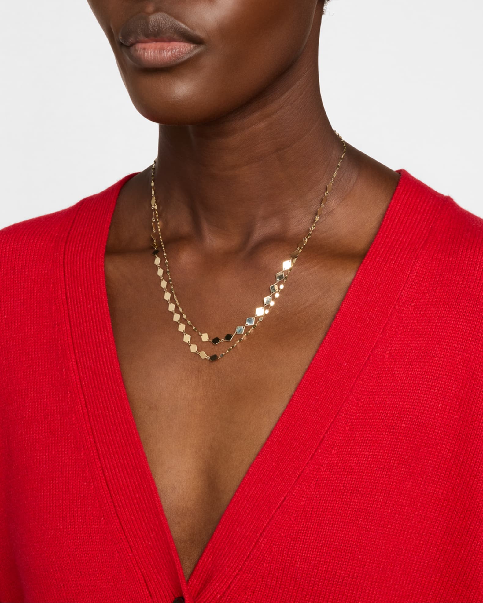 14K Yellow Gold Laser Kite Blake Chain Double-Strand Necklace, 18"L 1