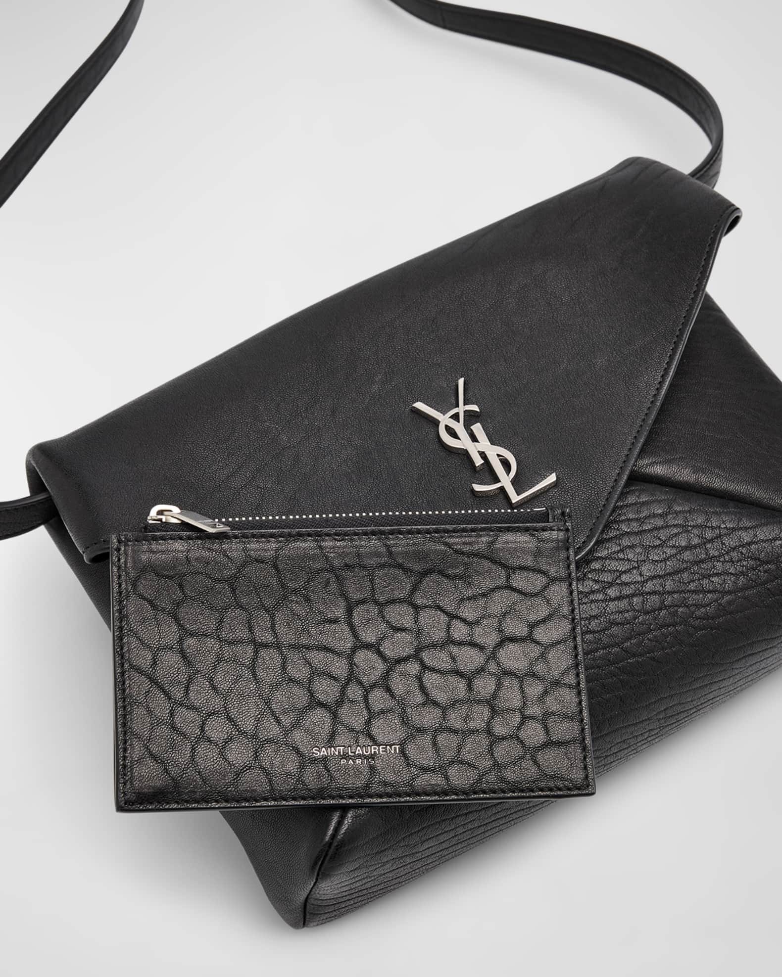 Saint Laurent Men s Large YSL Pouch on Strap in Leather Neiman Marcus