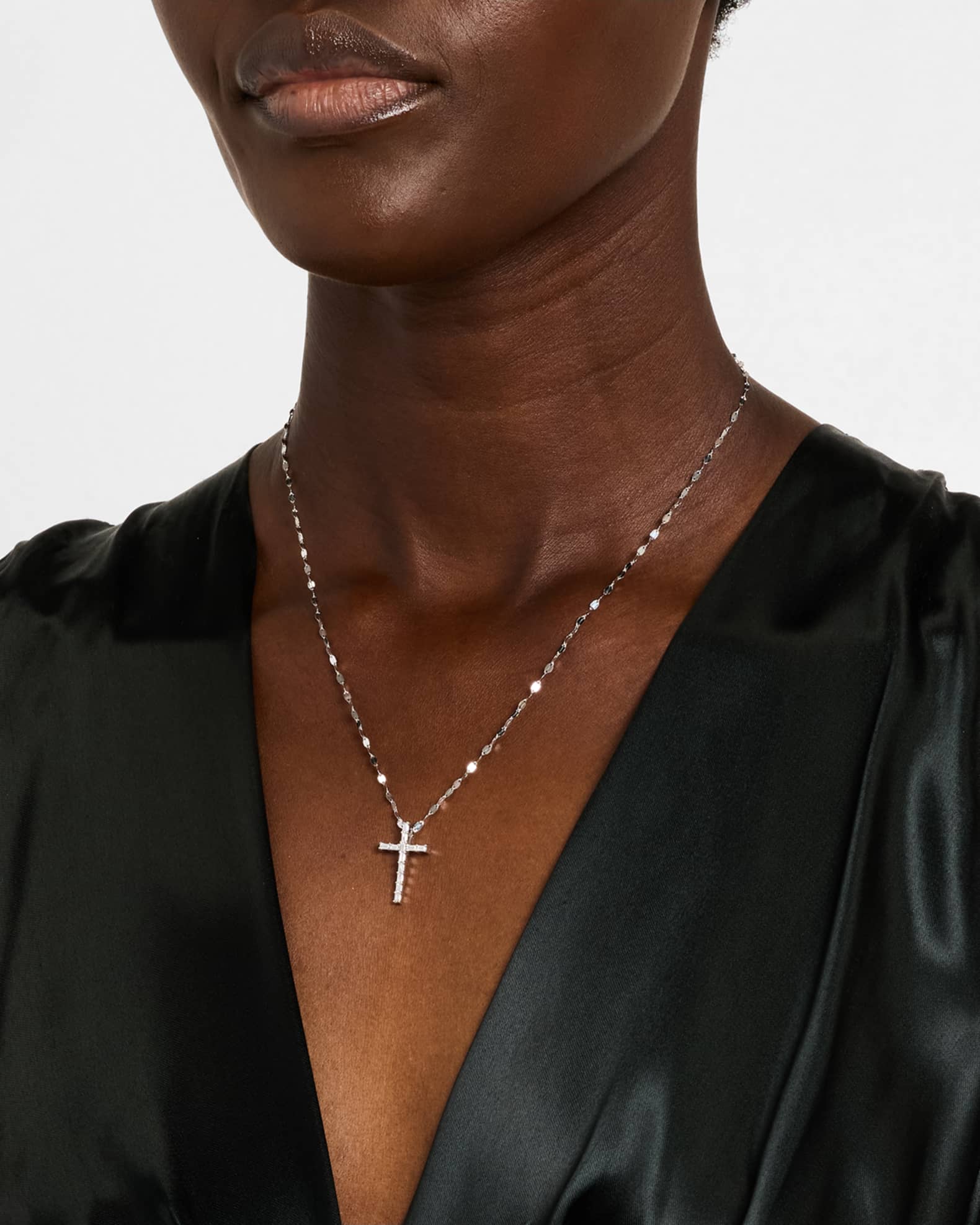 Baguette Everyday Cross Pendant Necklace with Jump Ring, 16-18"L 1