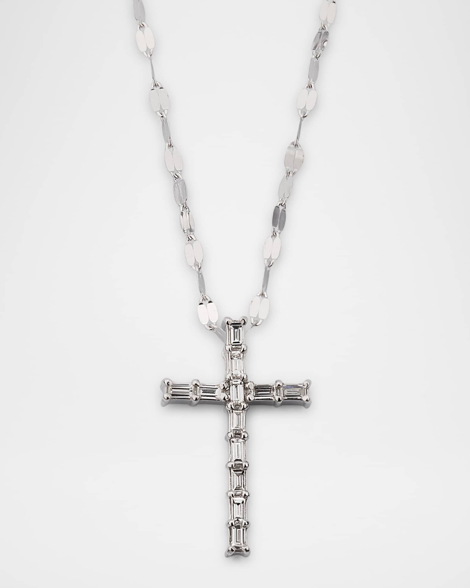 Baguette Everyday Cross Pendant Necklace with Jump Ring, 16-18"L 0