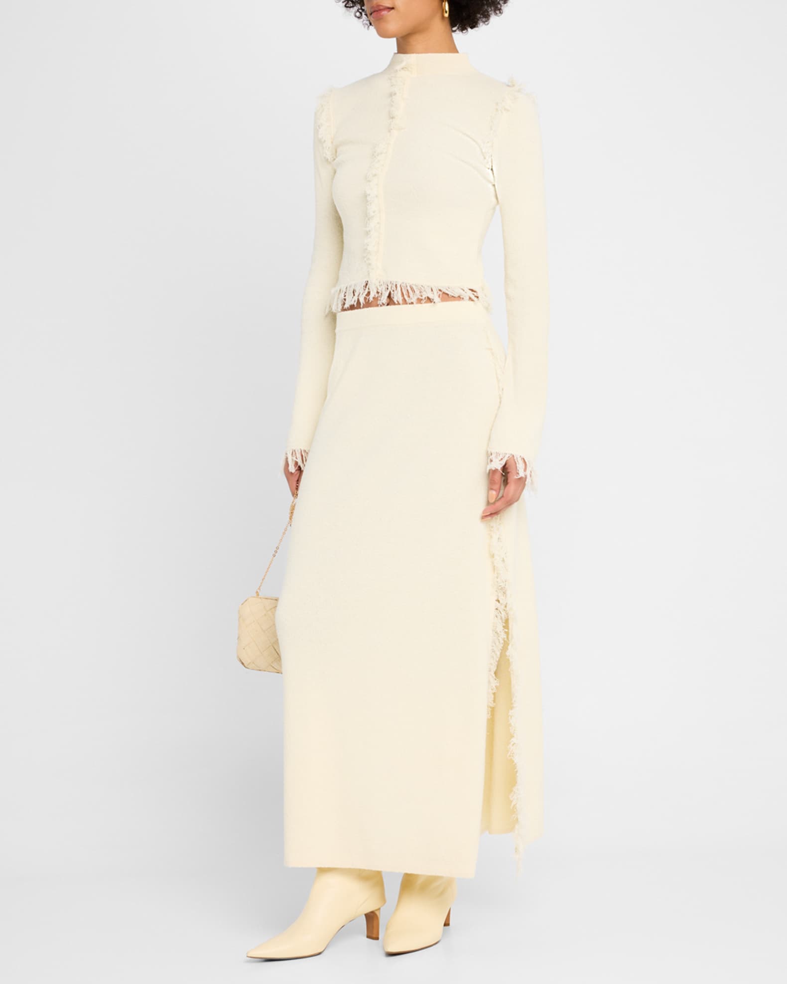 CLEA Canton Long Fringe Knit Skirt | Neiman Marcus