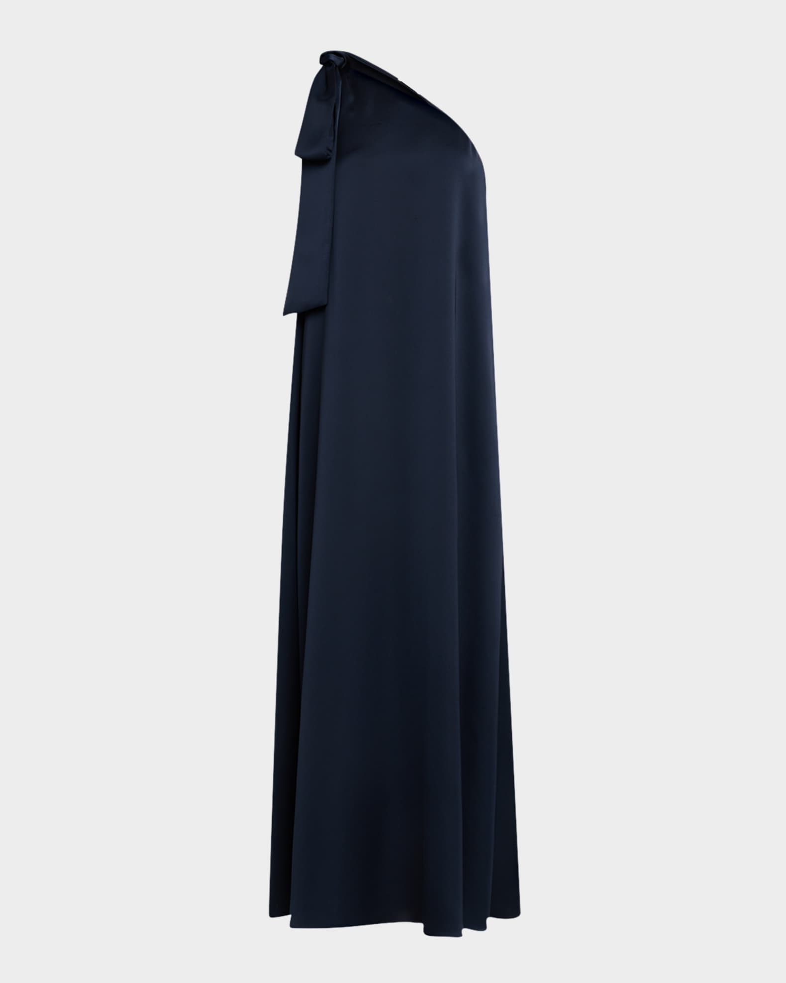Sleeveless One Shoulder Long Dress With Ribbons Peacock