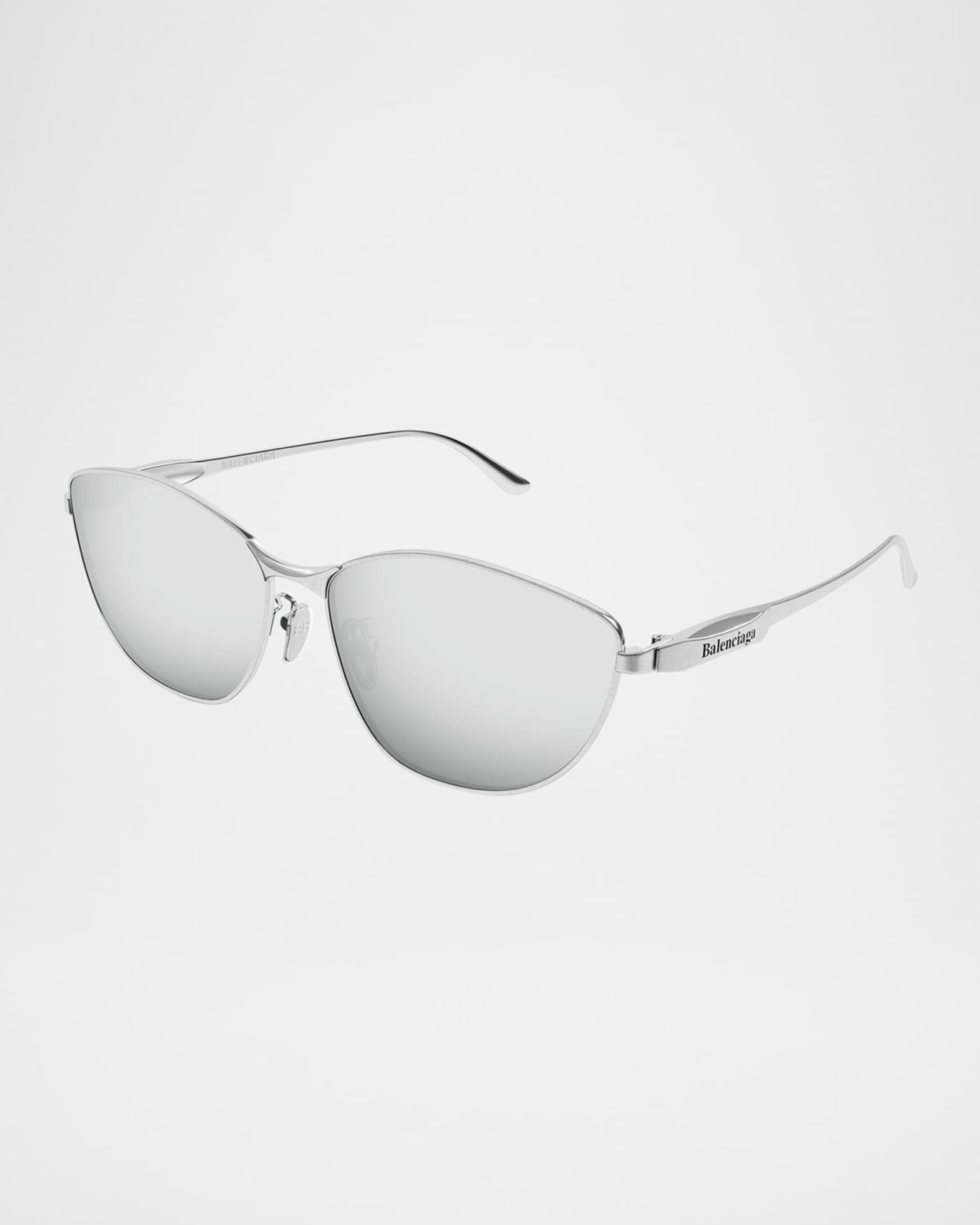 Balenciaga Logo Engraved Rectangle Metal Sunglasses | Neiman Balenciaga Logo Engraved Rectangle Metal Sunglasses | Neiman
