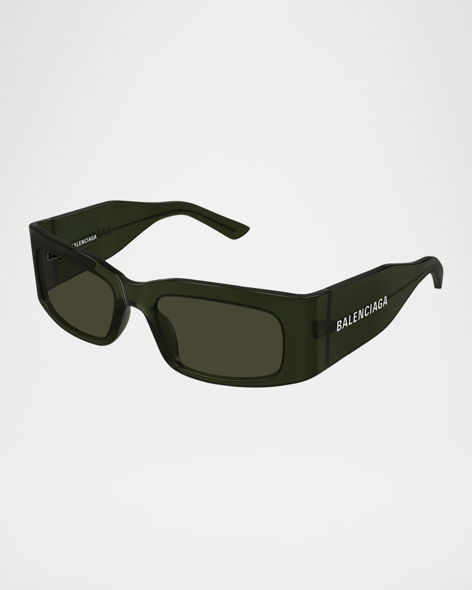 Balenciaga Logo-Print Rectangle Sunglasses | Neiman Marcus