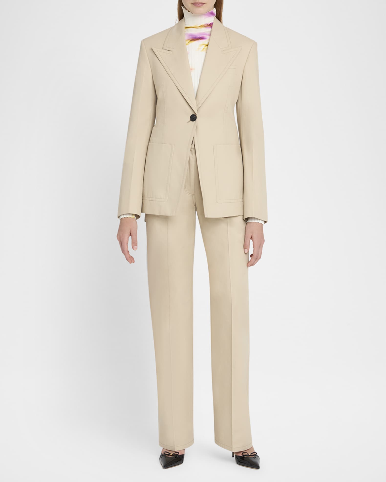 5-Pocket Cotton Straight-Leg Trousers 1