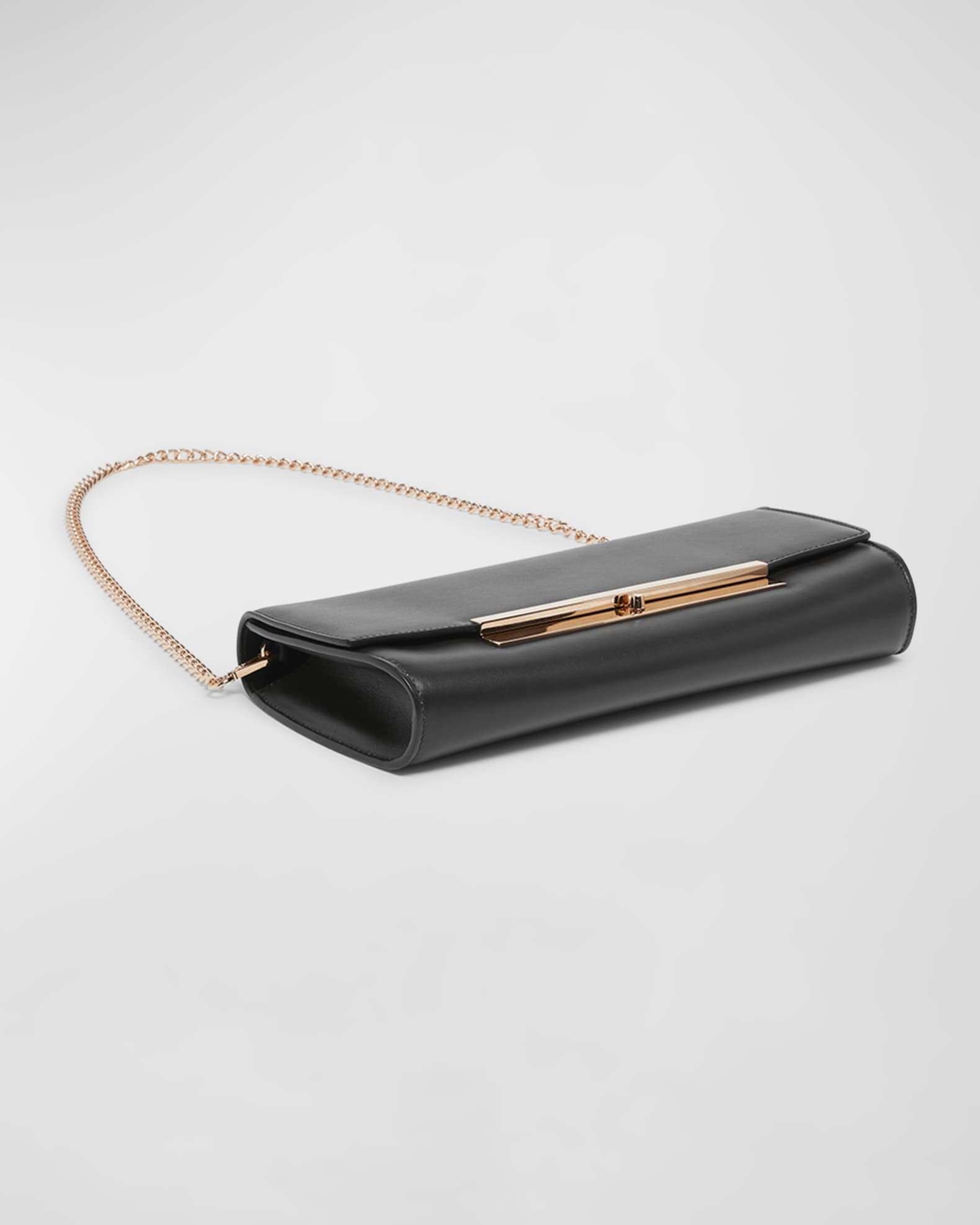 Nik Leather Clutch Bag with Chain Strap
