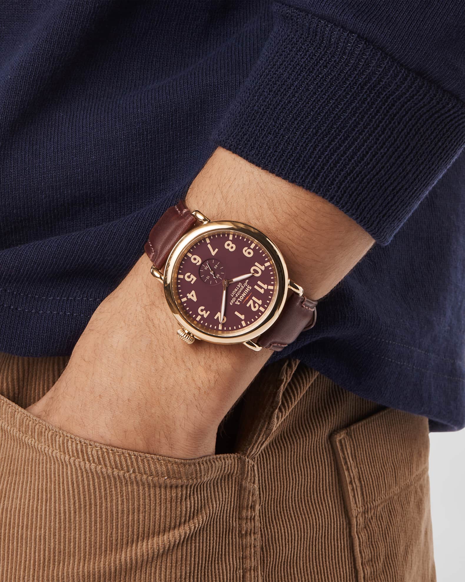 Men's Runwell Leather-Strap Watch, 47mm 1
