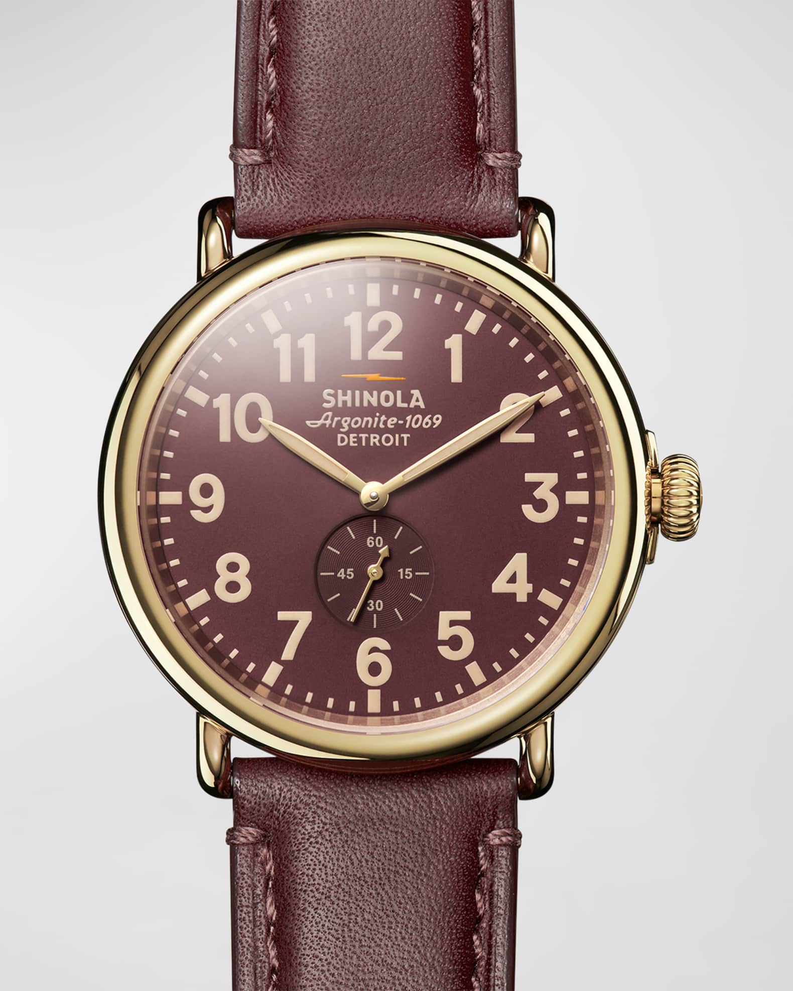 Men's Runwell Leather-Strap Watch, 47mm 0