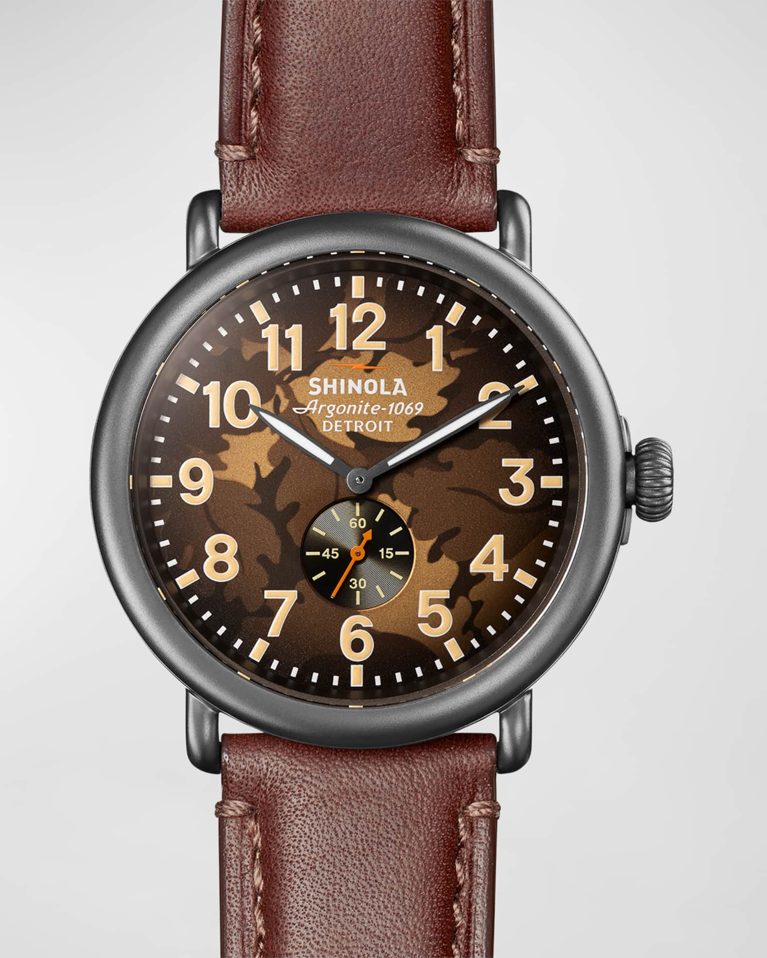 Men's Runwell Leather-Strap Watch, 47mm 0
