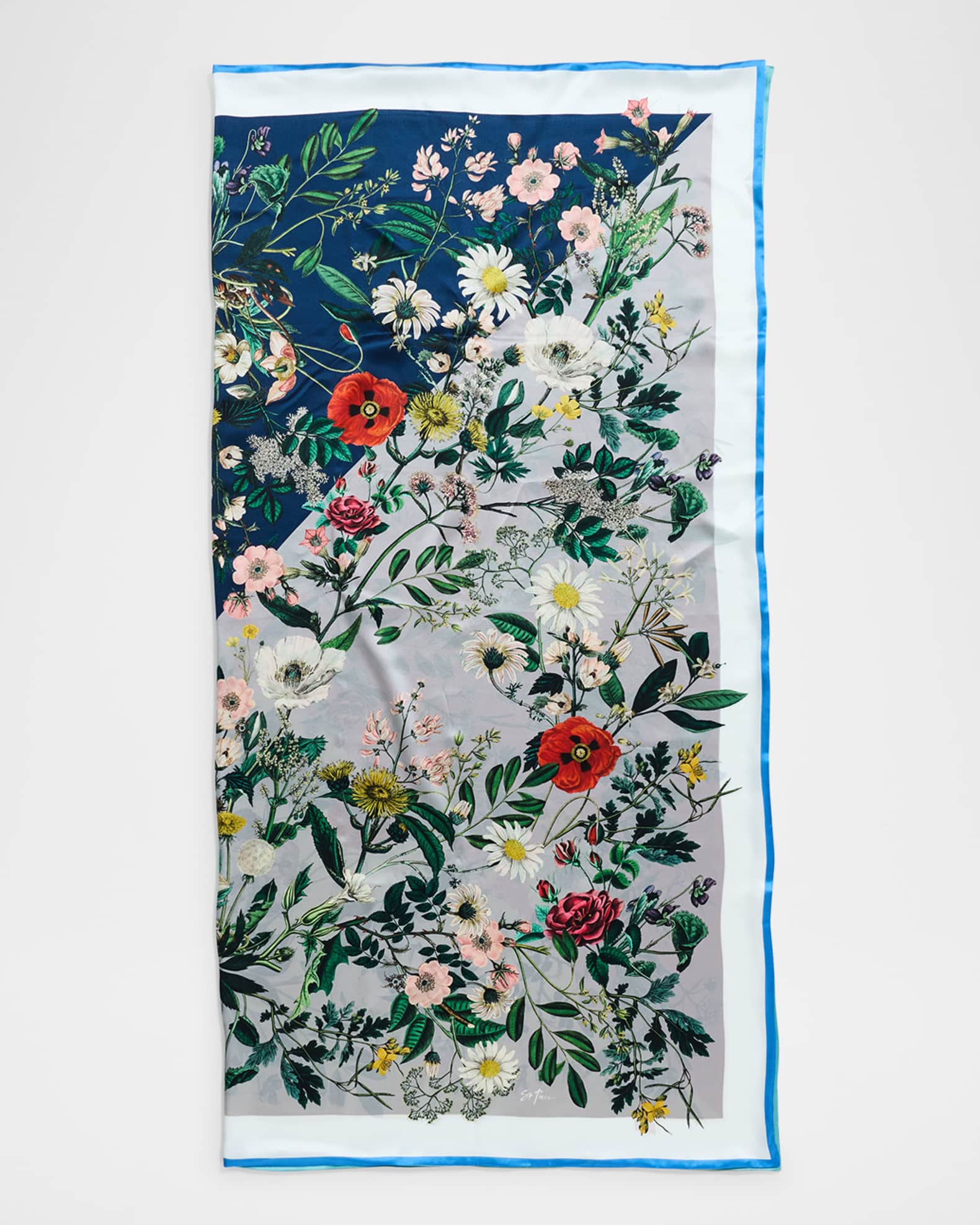 Neiman Marcus Exclusive Willa Double Sided Floral-Print Silk Scarf 0