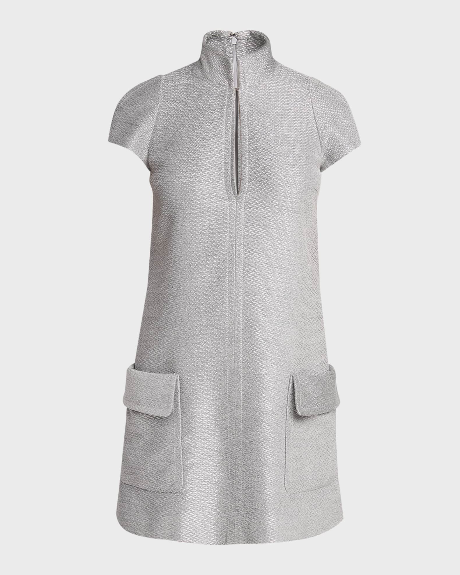 Metallic Silk-Blend Boucle Mini Dress 0