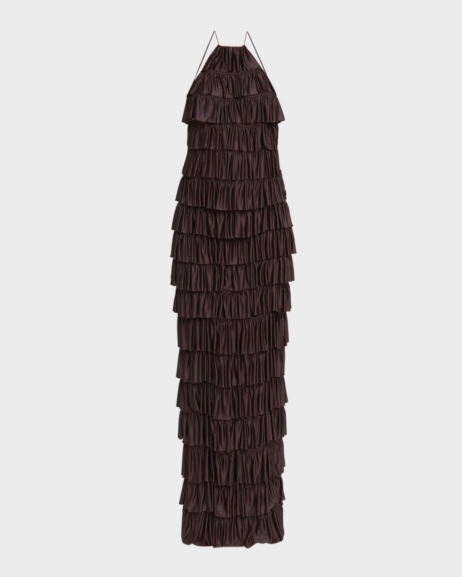 TOM FORD Tiered Ruffle Jersey Halter Gown | Neiman Marcus