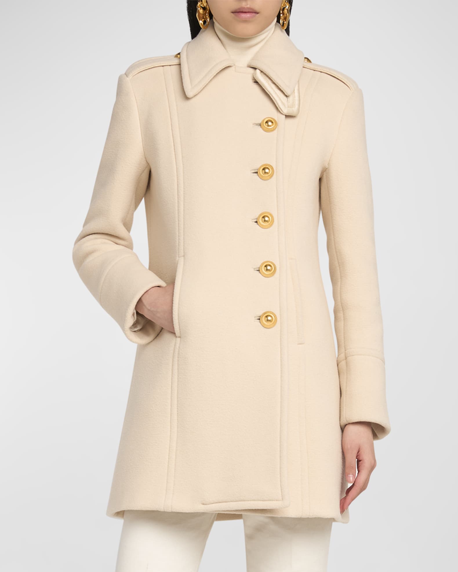 Wool Cashmere Duffle Asymmetric Peacoat