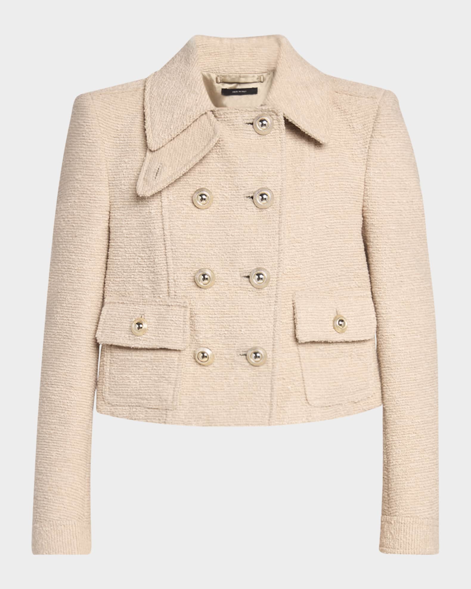 Virgin Wool Boucle Double-Breasted Chasseur Jacket 0