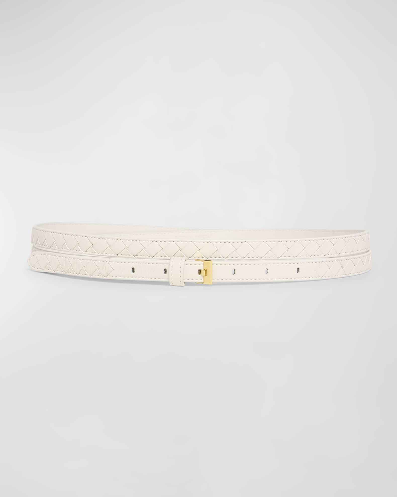 Bottega Veneta Double Layered Leather Thin Belt | Neiman Marcus
