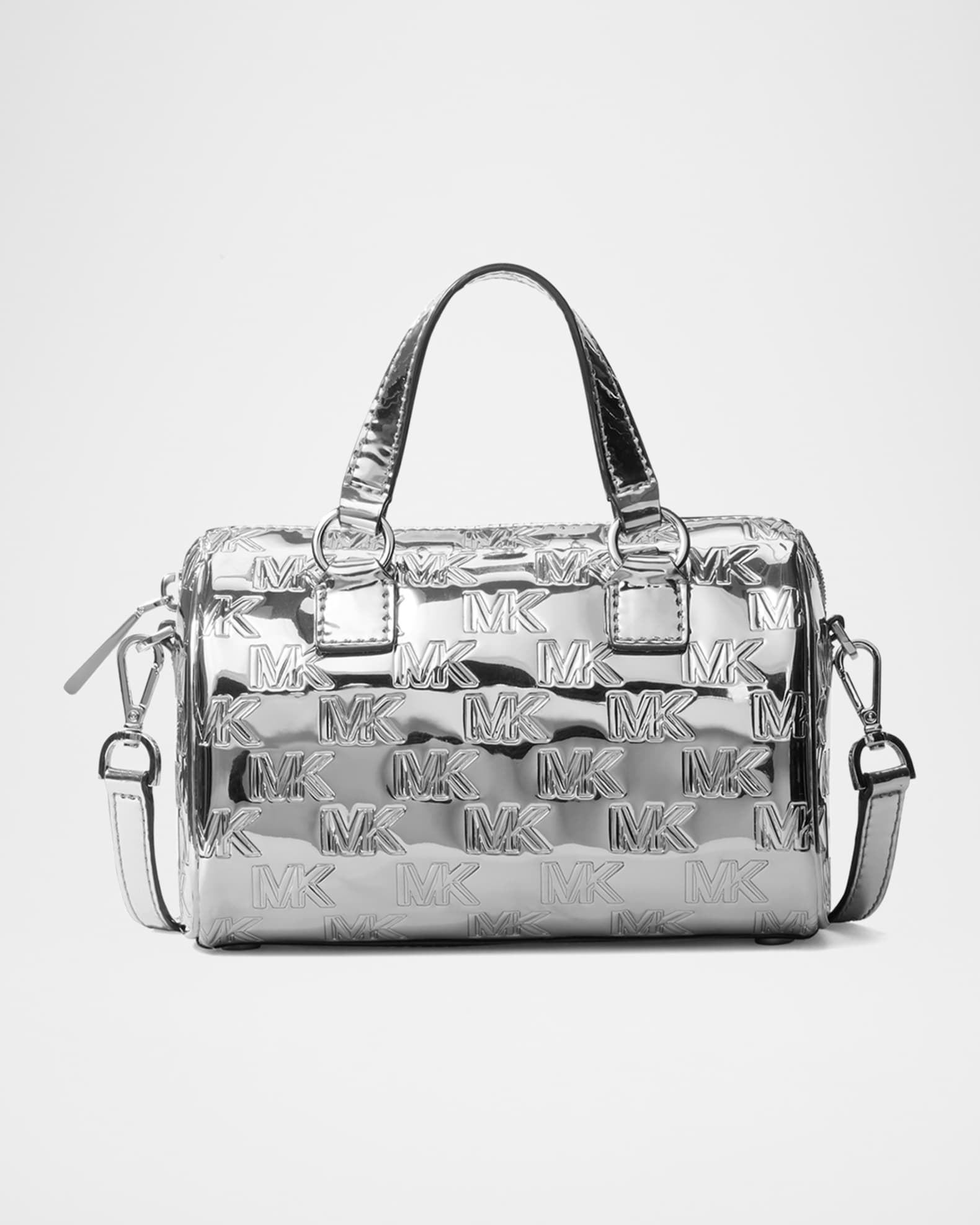Silver metallic michael kors purse on sale