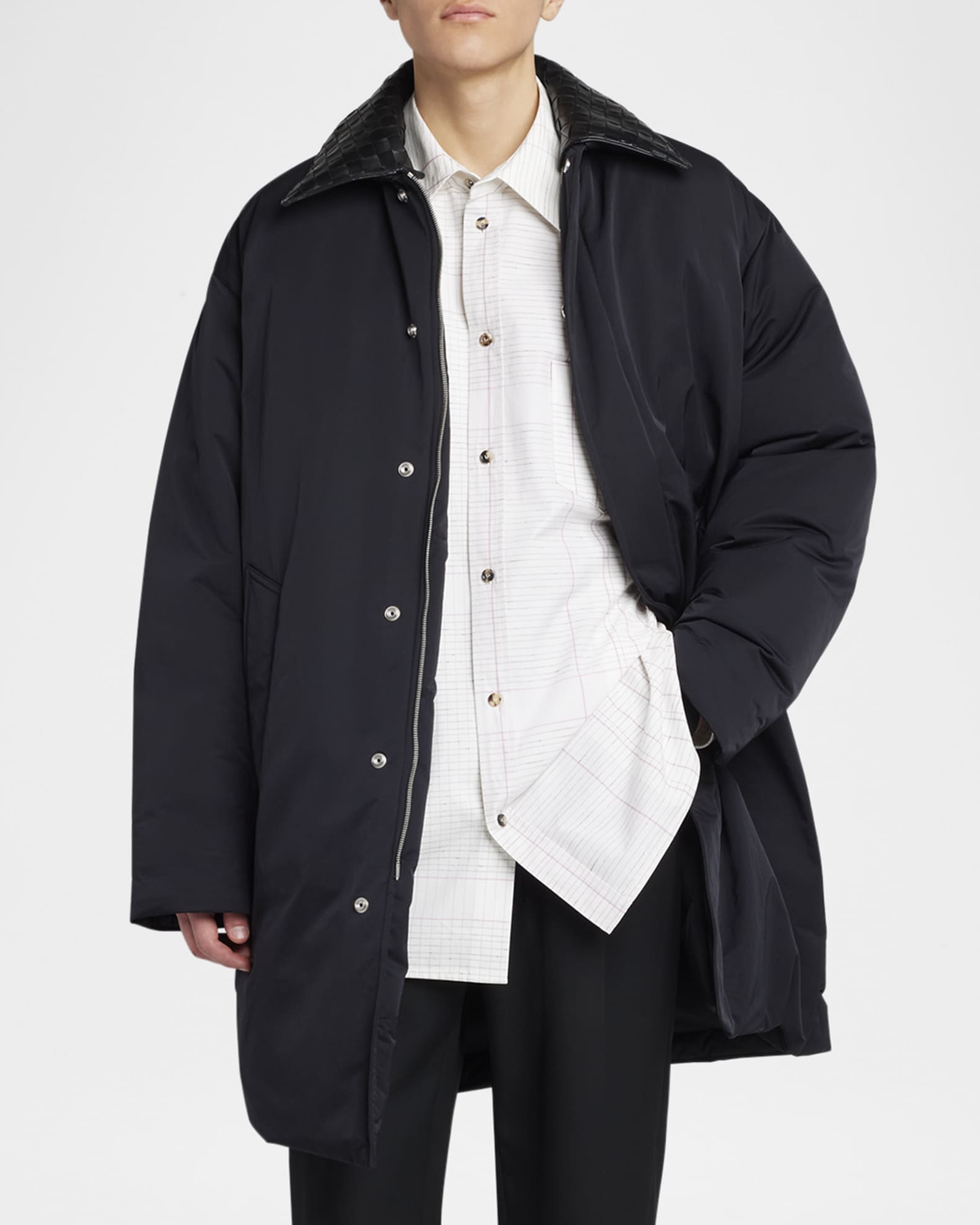Bottega Veneta Men's Tech Puffer Jacket with Intrecciato