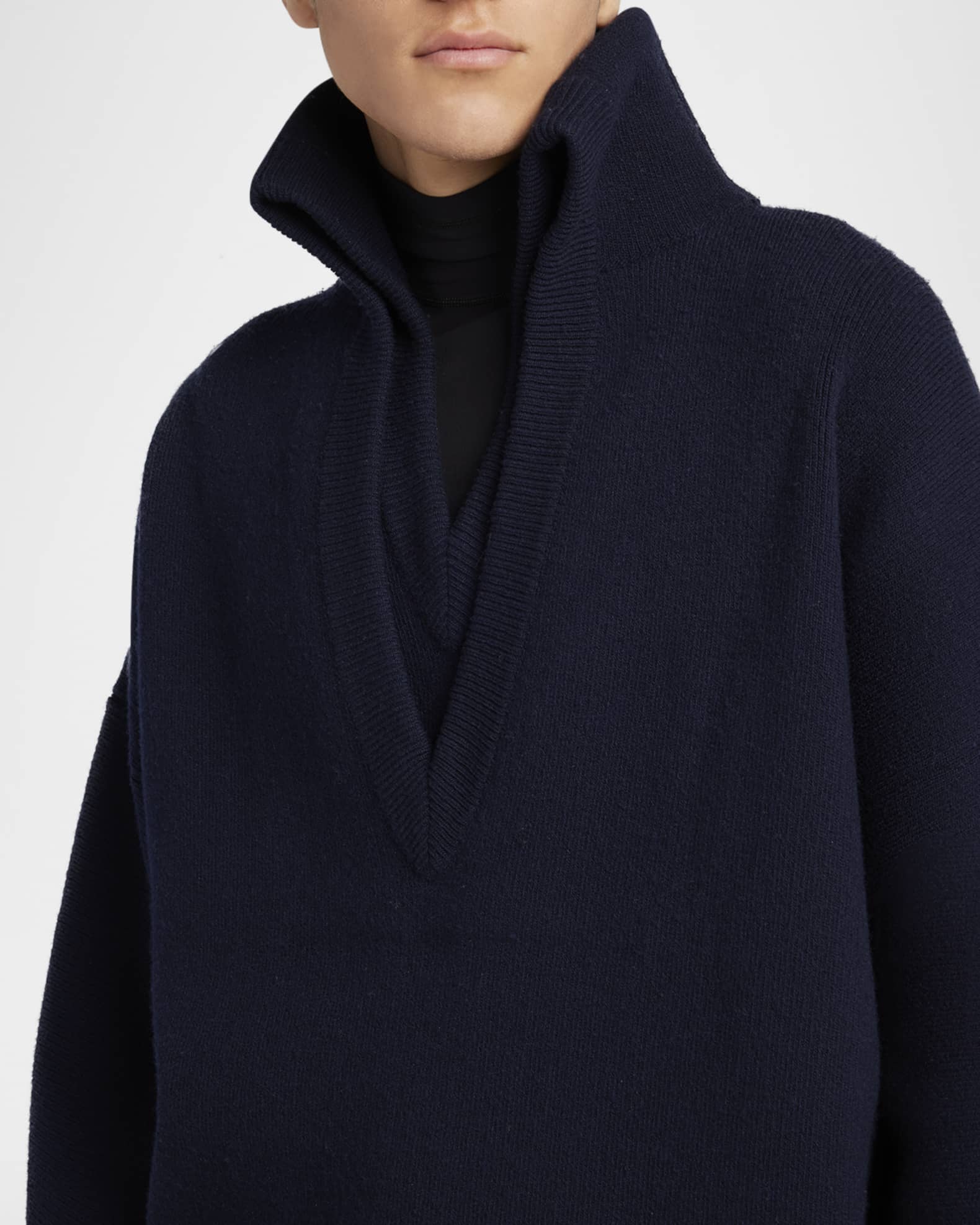 Bottega Veneta Men's Compact Wool Double V-Neck Sweater